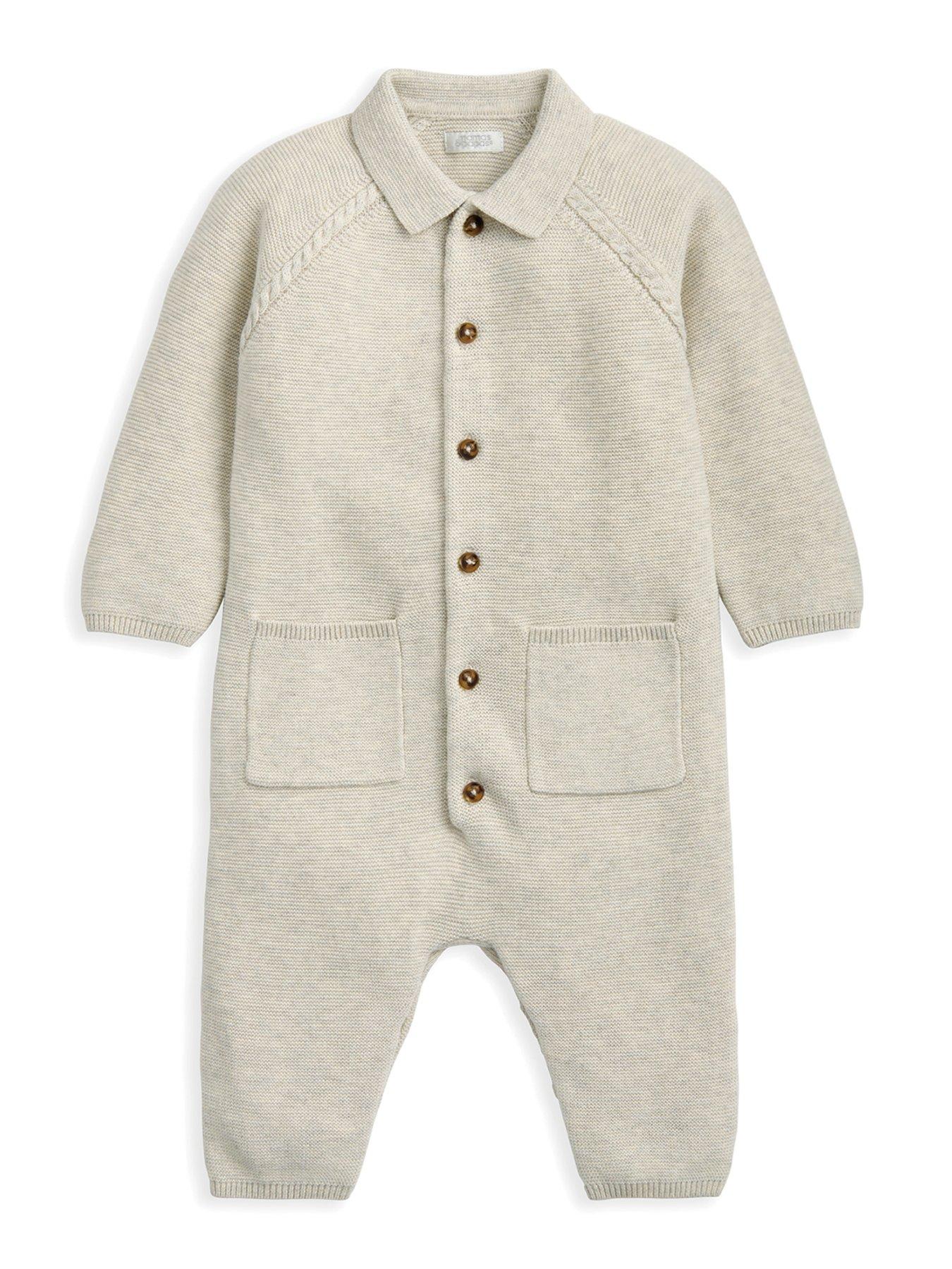 Mamas & Papas Baby Boys Collared Knitted Romper - Beige