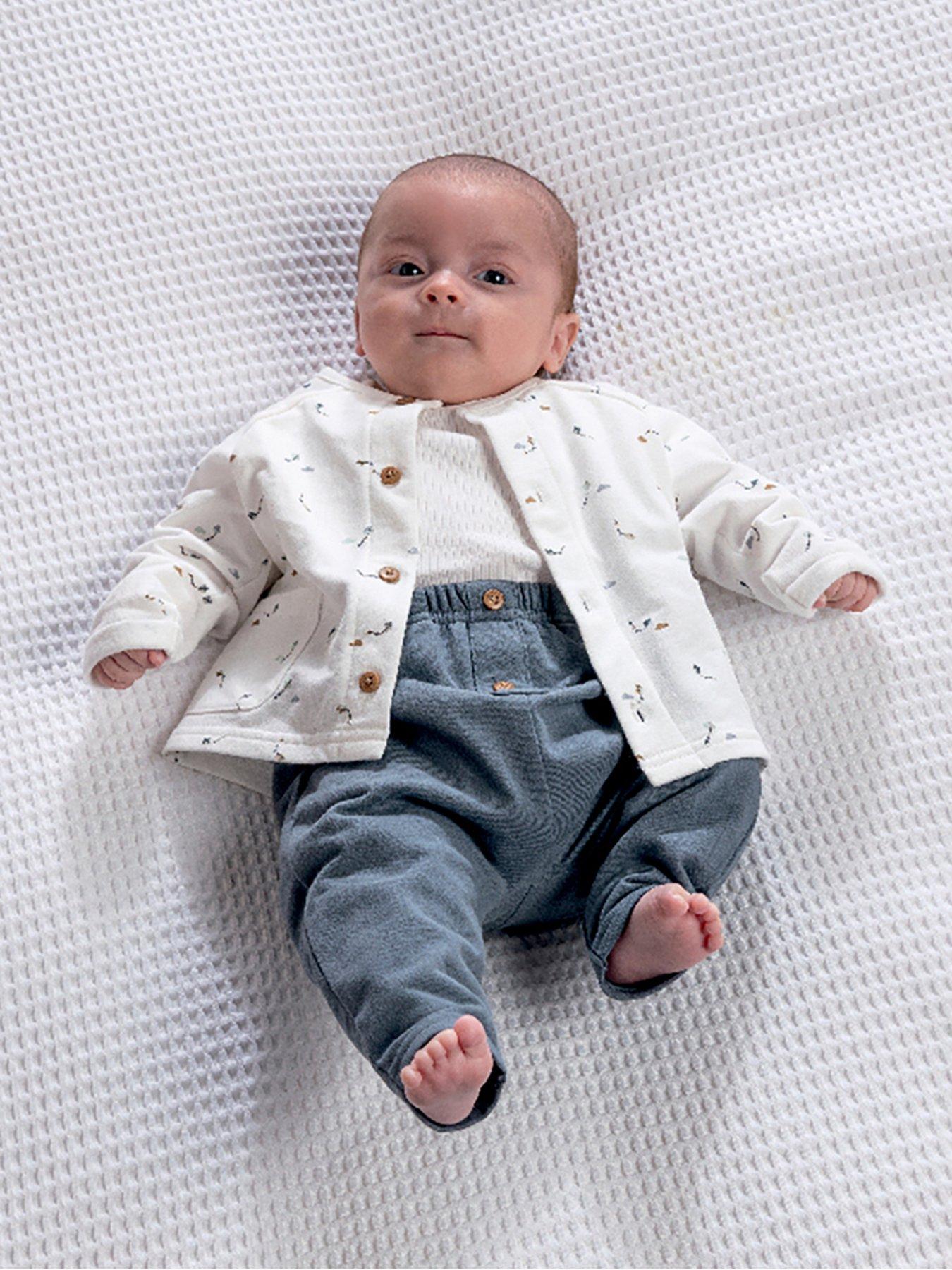 Mamas & Papas Baby Boys 3 Piece Kite Print Jacket, Bodysuit  &  Legging Set - White