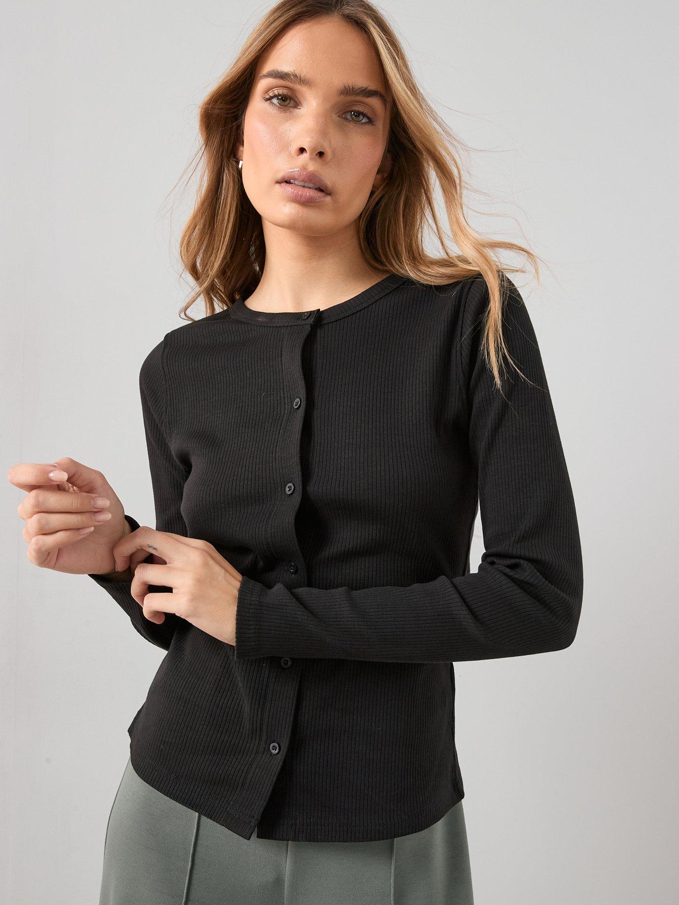 the-very-collection-button-through-rib-top-blackfront