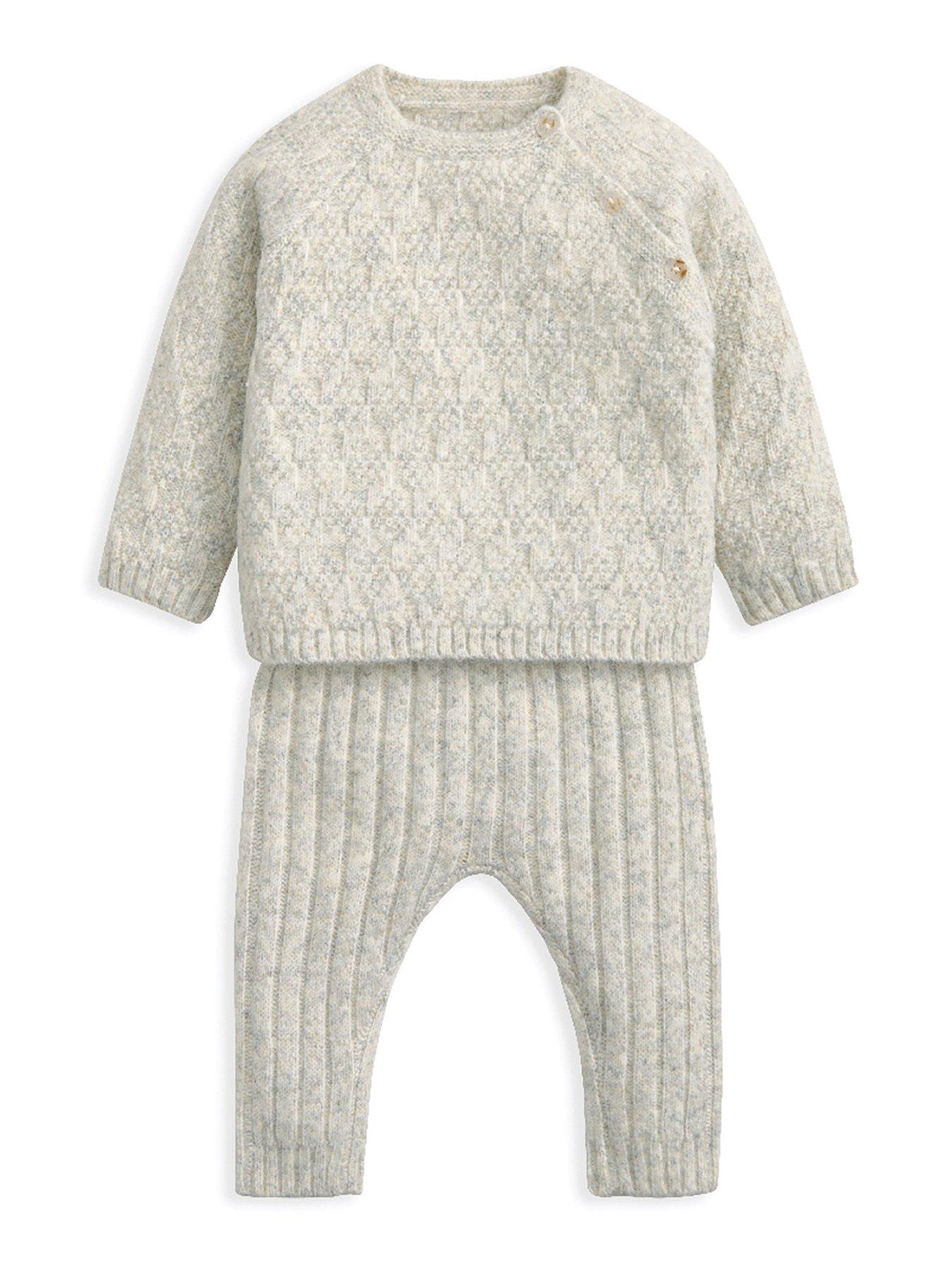 Mamas & Papas Baby Unisex 2 Piece Knitted Top  &  Legging Set - Grey