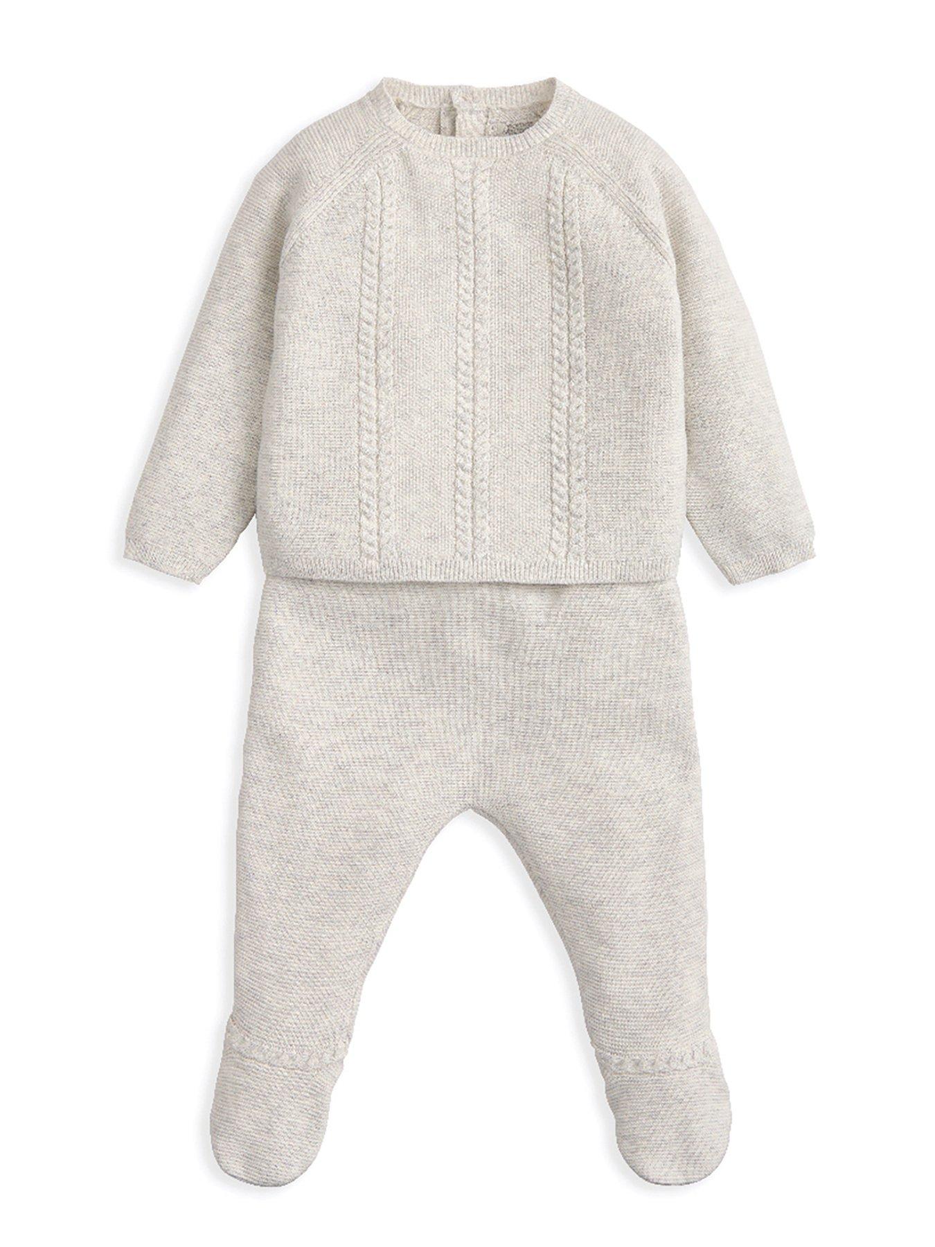 Mamas & Papas Baby Unisex 2 Piece Long Sleeve Knitted Top  &  Bottom Set - Grey