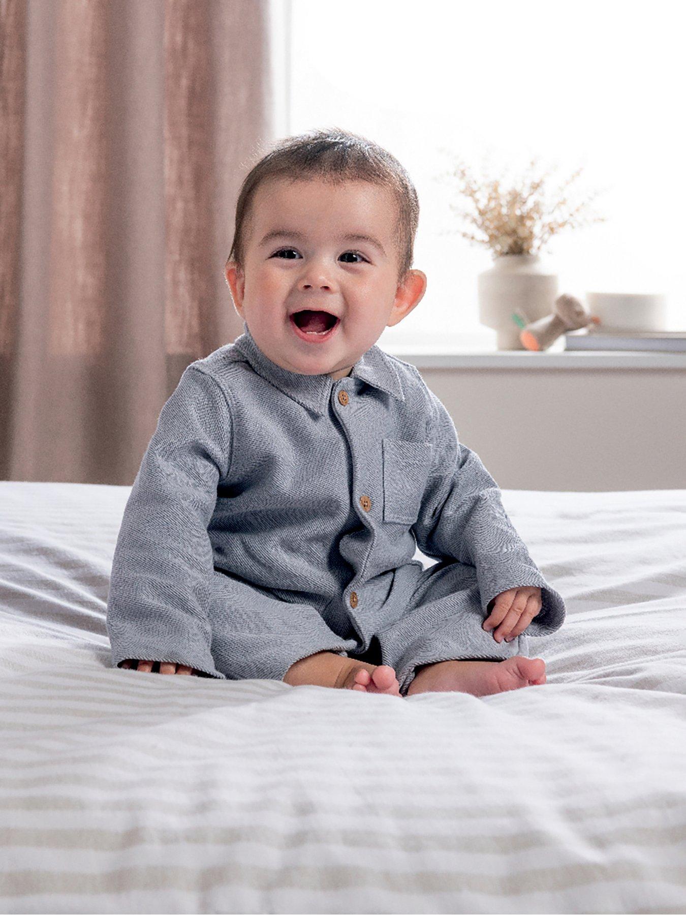 Mamas & Papas Baby Boys Woven Pocket Romper - Blue