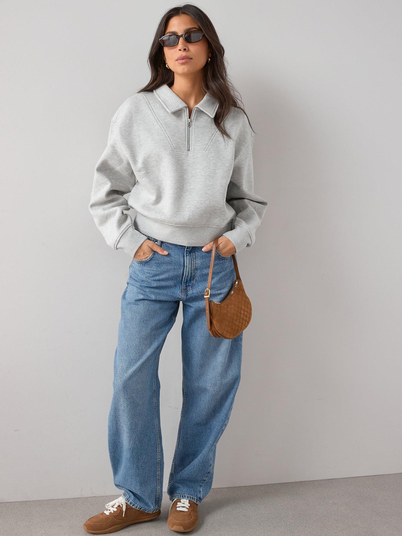 the-very-collection-quarter-zip-sweatshirt-co-ord-greyfront