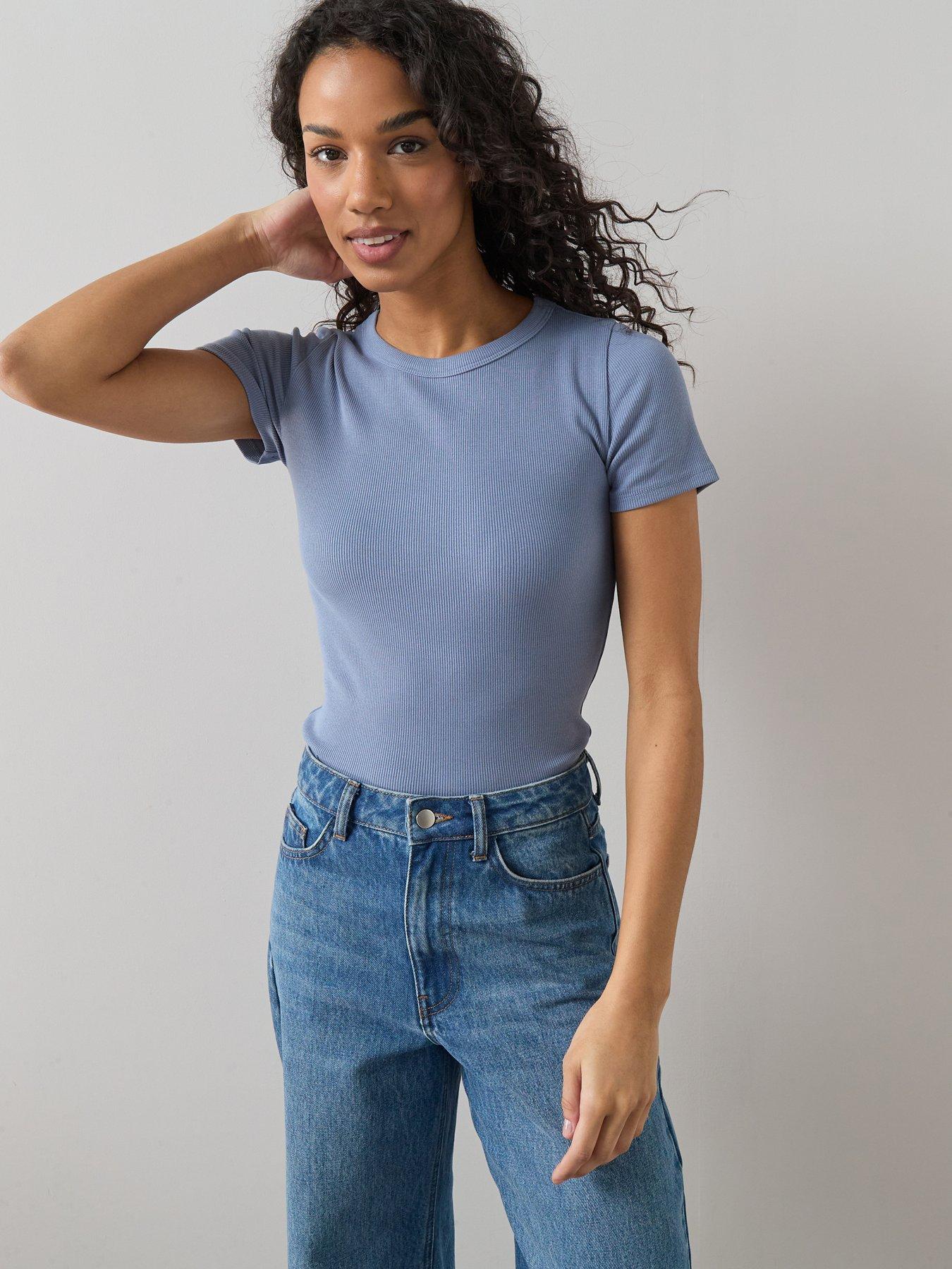 the-very-collection-stretch-rib-t-shirt-bluefront