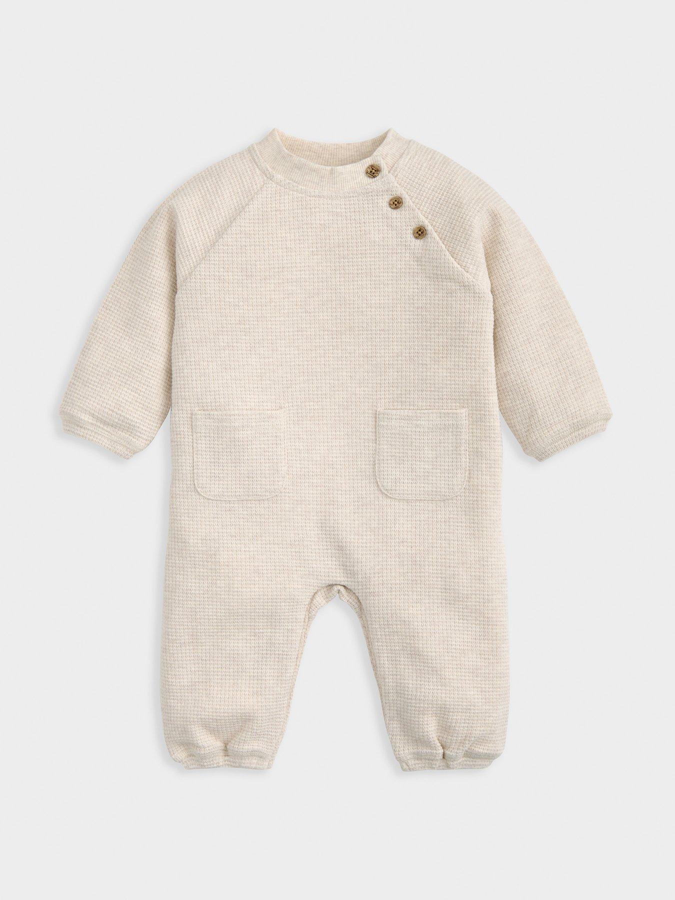 Image 1 of 2 of Mamas & Papas Baby Unisex Waffle Textured Romper - Brown