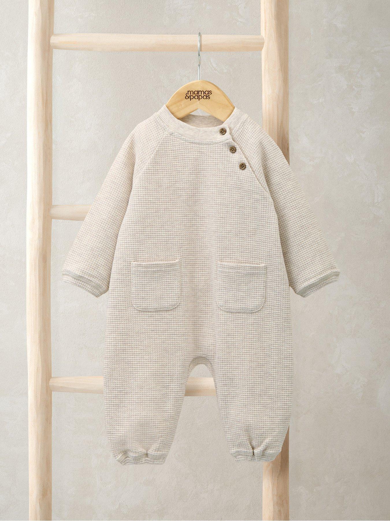 Image 2 of 2 of Mamas & Papas Baby Unisex Waffle Textured Romper - Brown
