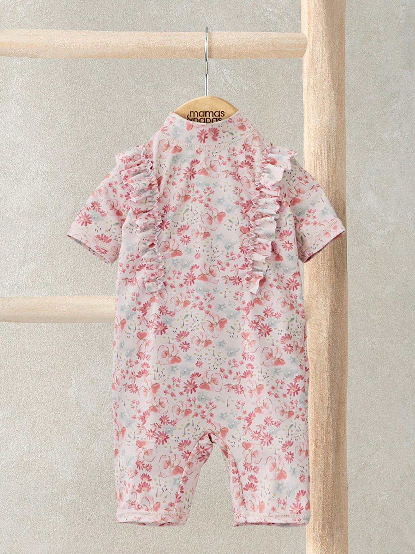 Mamas & Papas Baby Girls Short Sleeve Floral Rashsuit - Pink