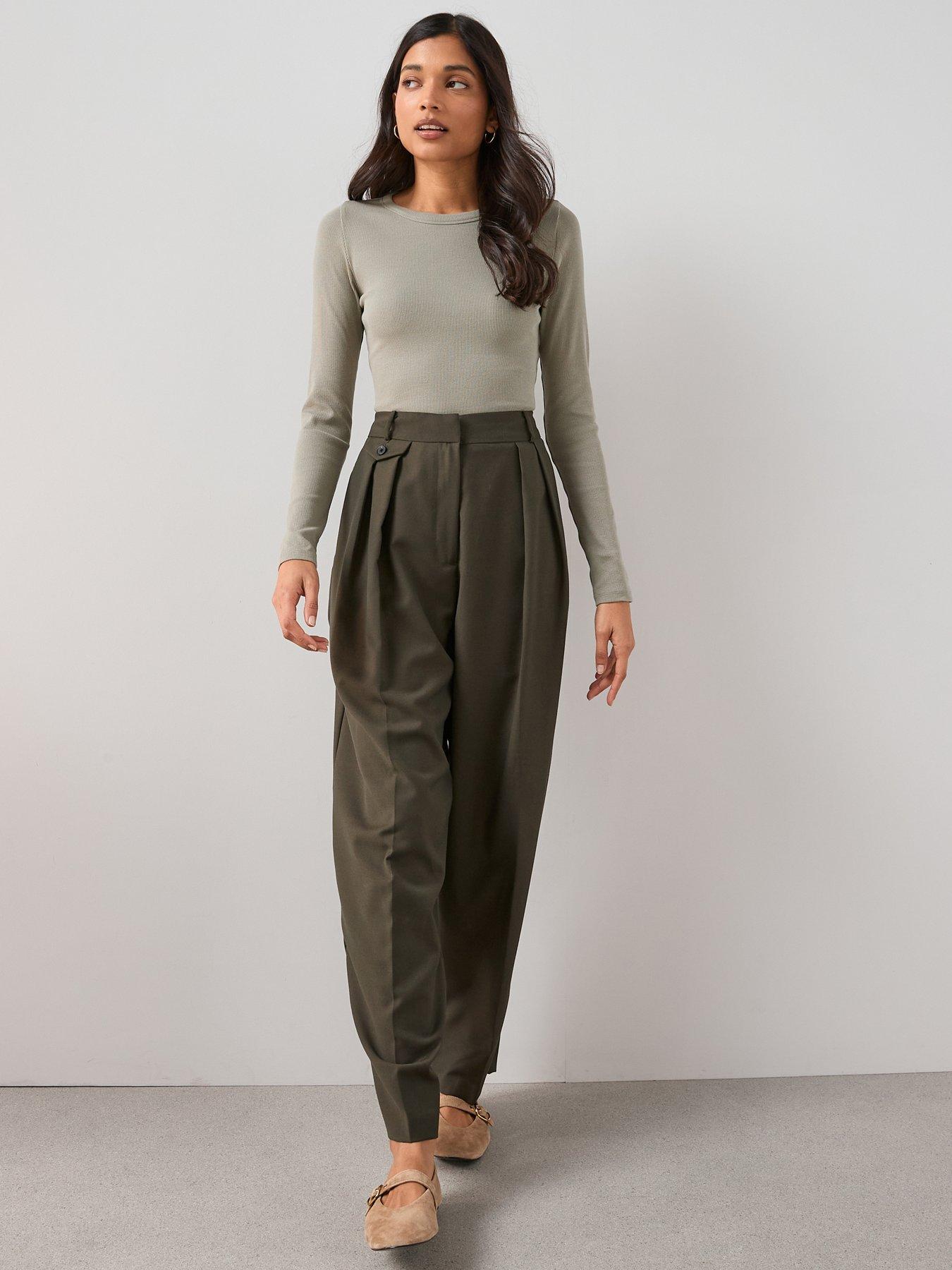 Image 5 of 7 of The Very Collection Stretch Long Sleeve Rib T-shirt - Green