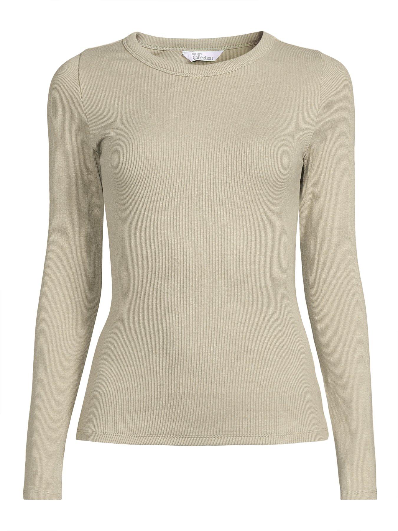 Image 7 of 7 of The Very Collection Stretch Long Sleeve Rib T-shirt - Green