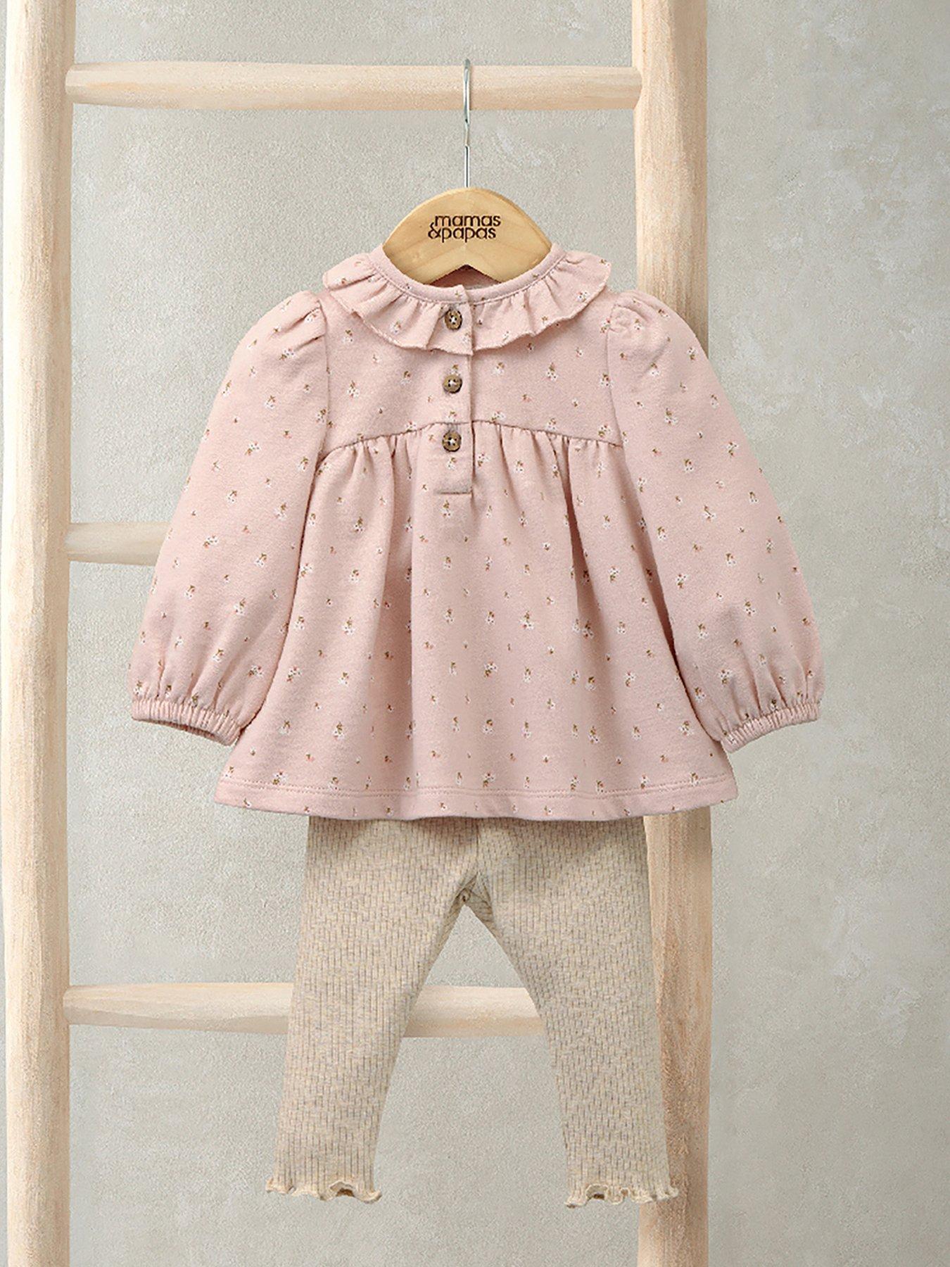 Mamas & Papas Baby Girls 2 Piece Confetti Floral Sweat Top  &  Legging Set - Pink