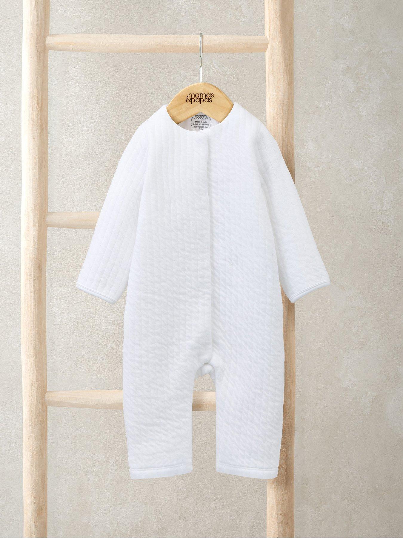 Image 2 of 2 of Mamas & Papas Baby Unisex Long Sleeve Quilted Romper - White