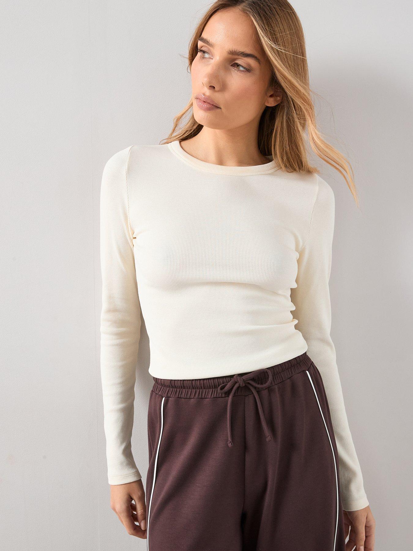 The Very Collection Long Sleeve RibbedTop - Cream