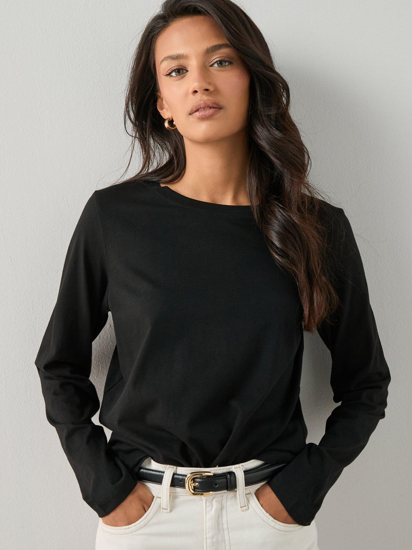 The Very Collection Long Sleeve Basic Top - Black