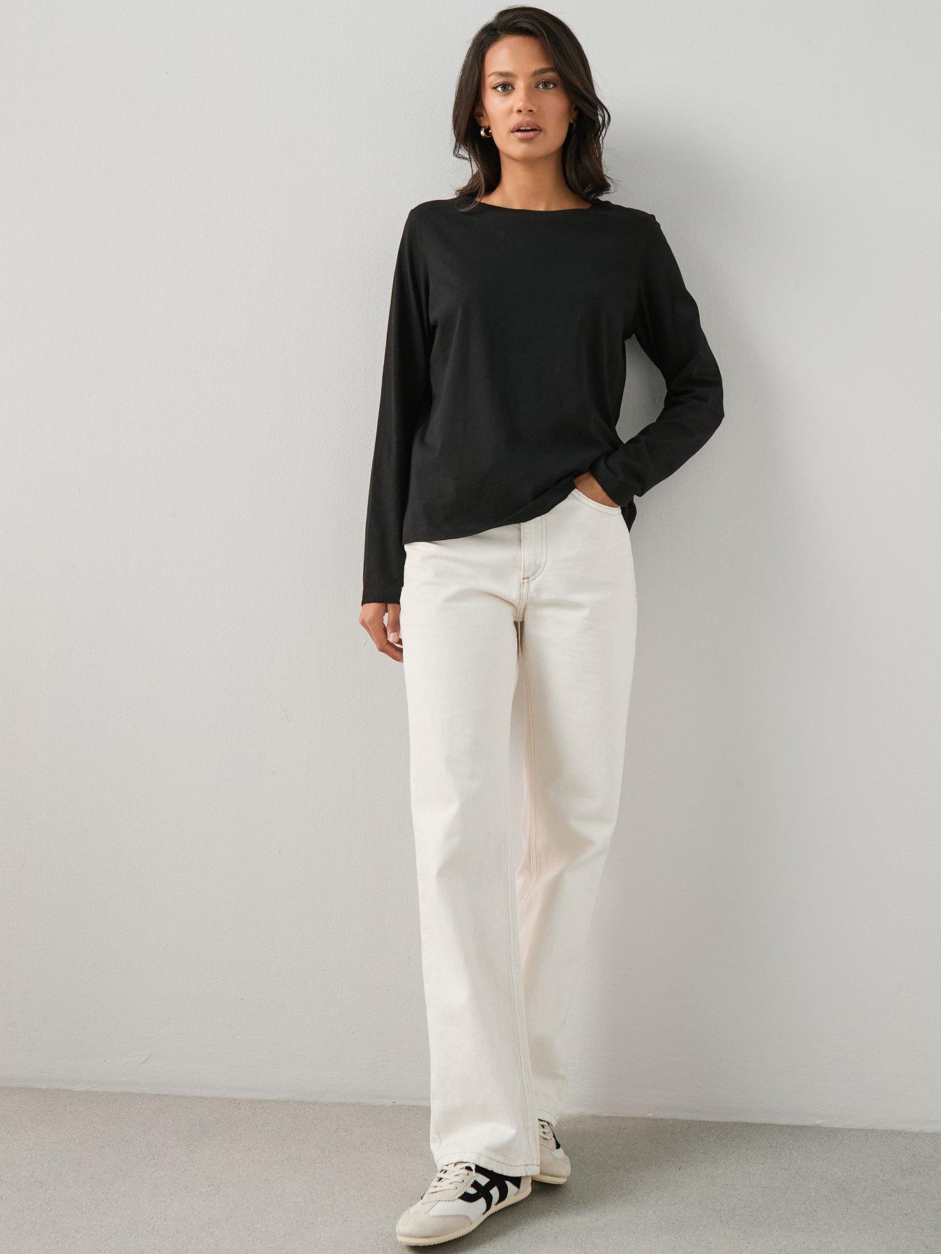 Image 3 of 7 of The Very Collection Long Sleeve Crew Neck T-shirt - Black