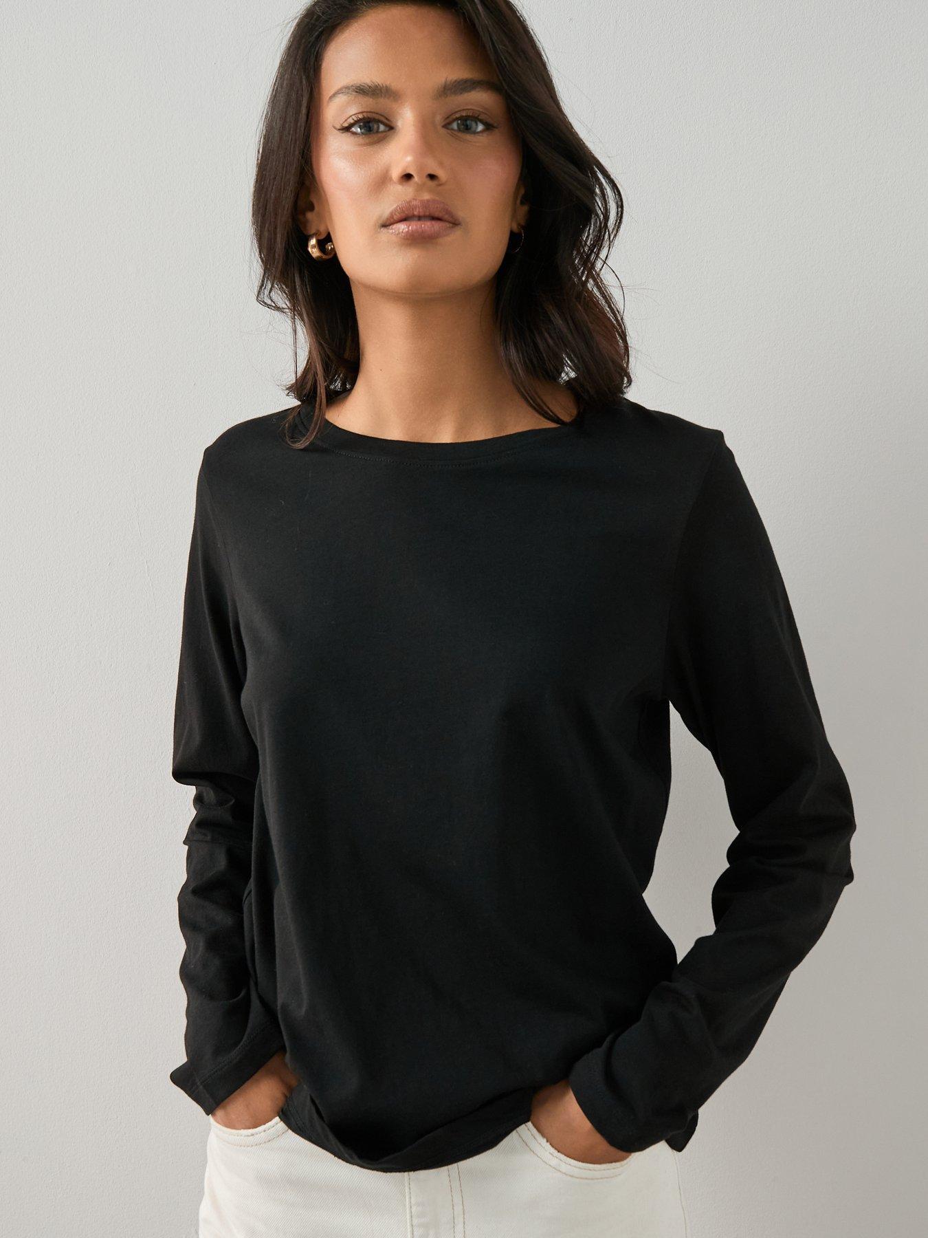 Image 5 of 7 of The Very Collection Long Sleeve Crew Neck T-shirt - Black
