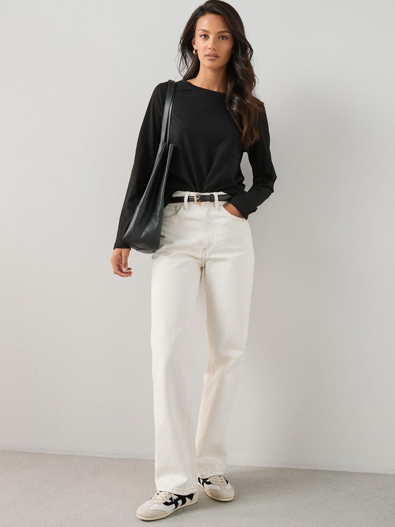 Image 6 of 7 of The Very Collection Long Sleeve Crew Neck T-shirt - Black