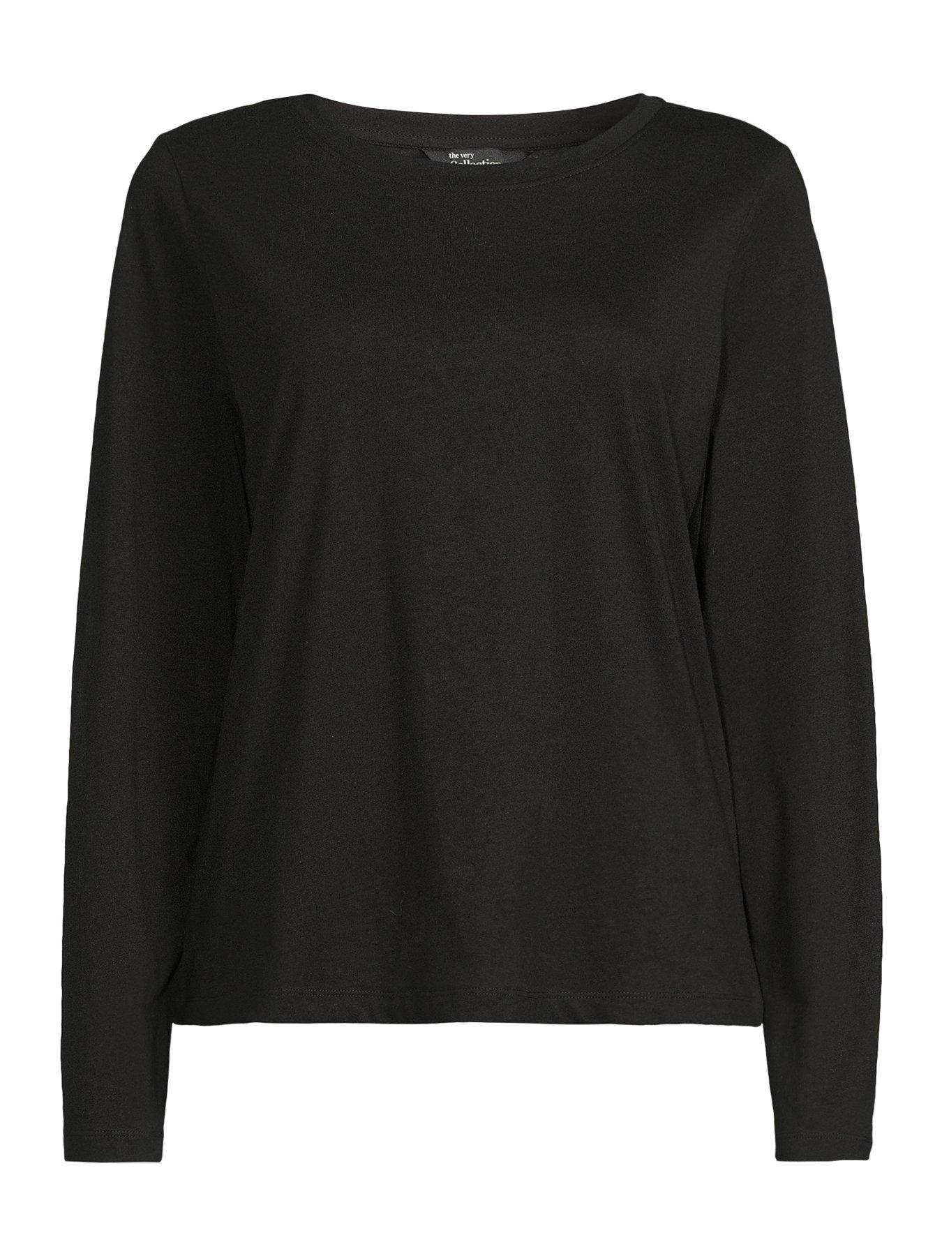 Image 7 of 7 of The Very Collection Long Sleeve Crew Neck T-shirt - Black
