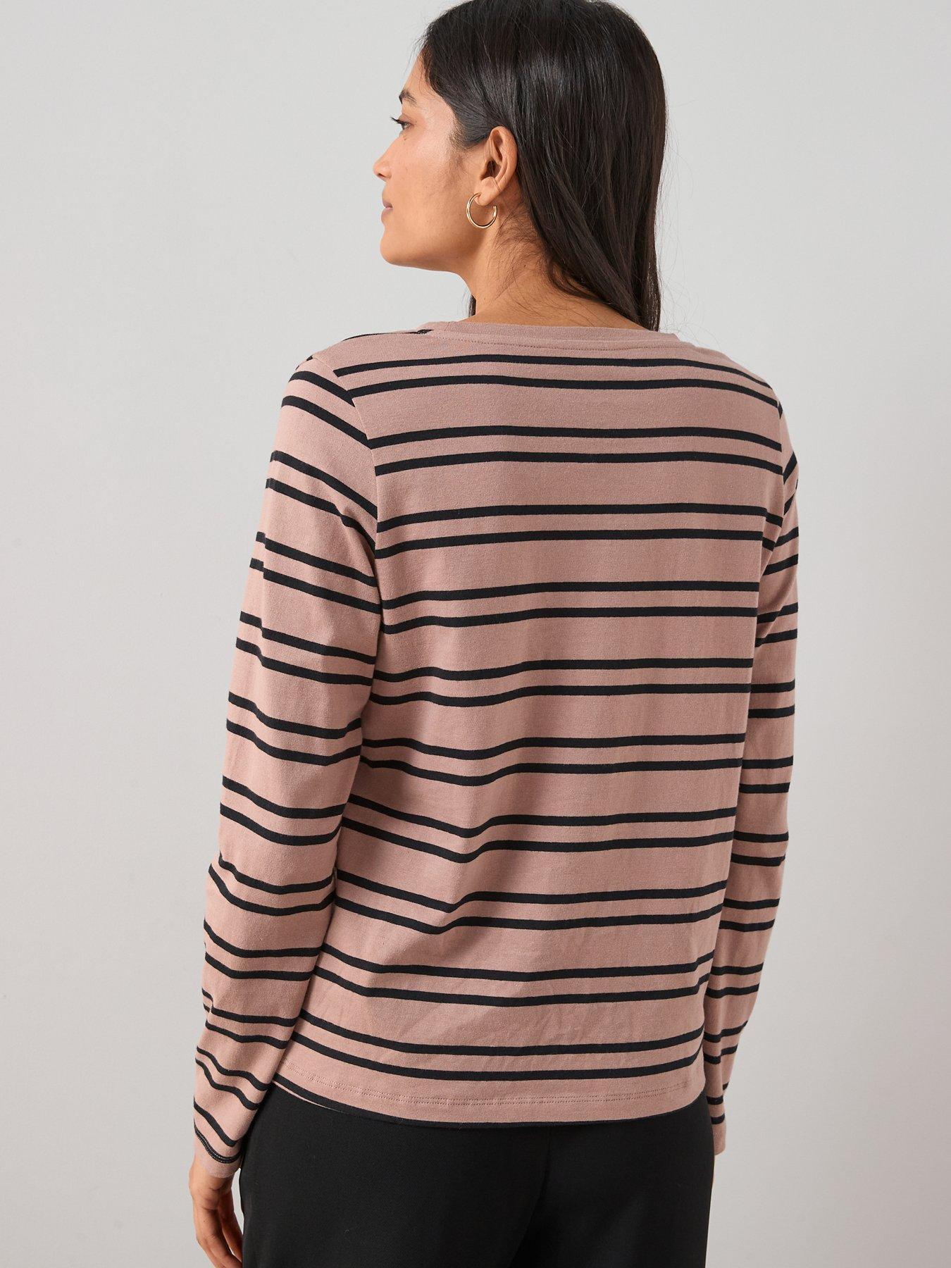 Image 2 of 6 of The Very Collection Stripe Long Sleeve Crew Neck T-shirt