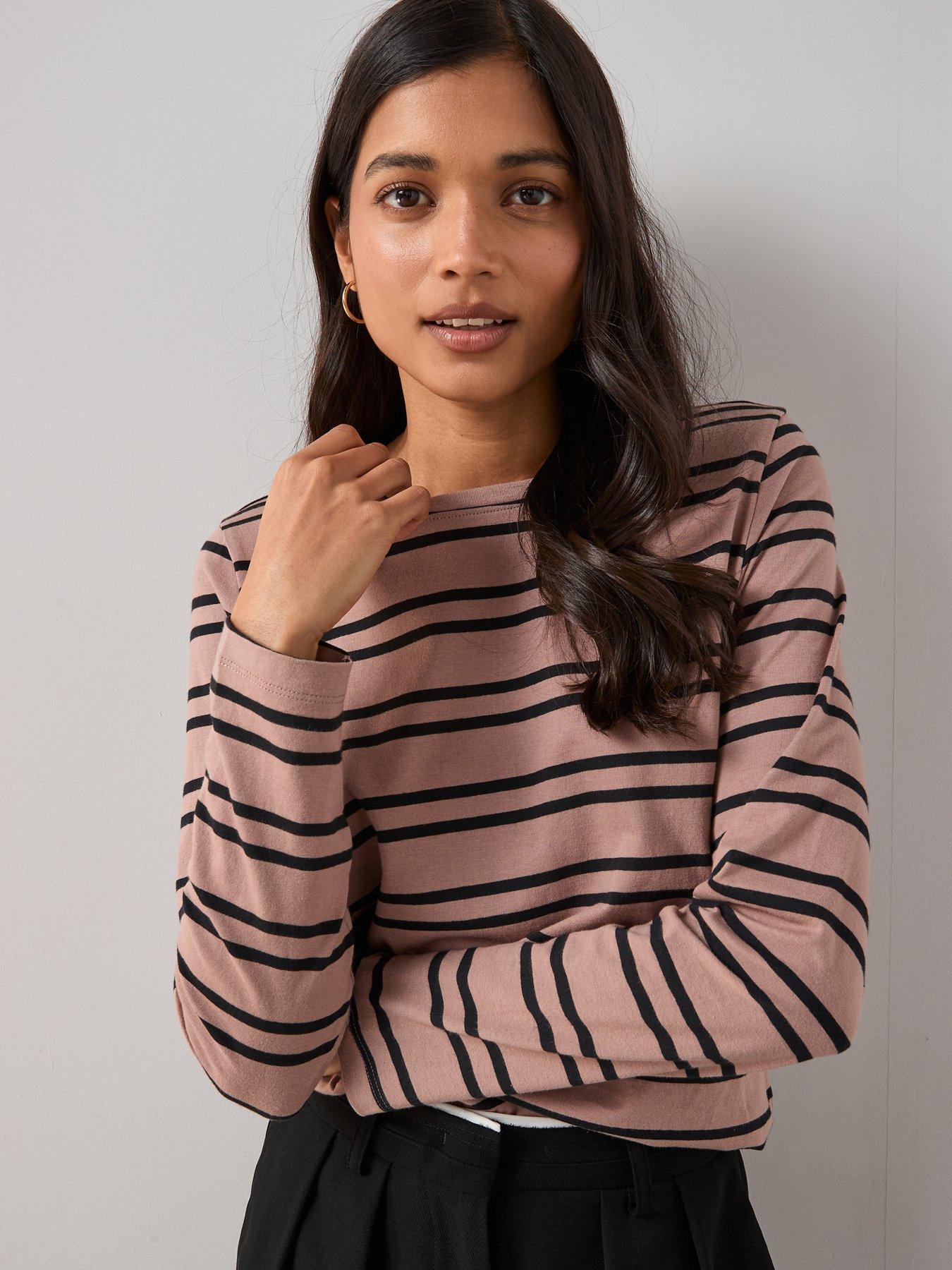 Image 4 of 6 of The Very Collection Stripe Long Sleeve Crew Neck T-shirt