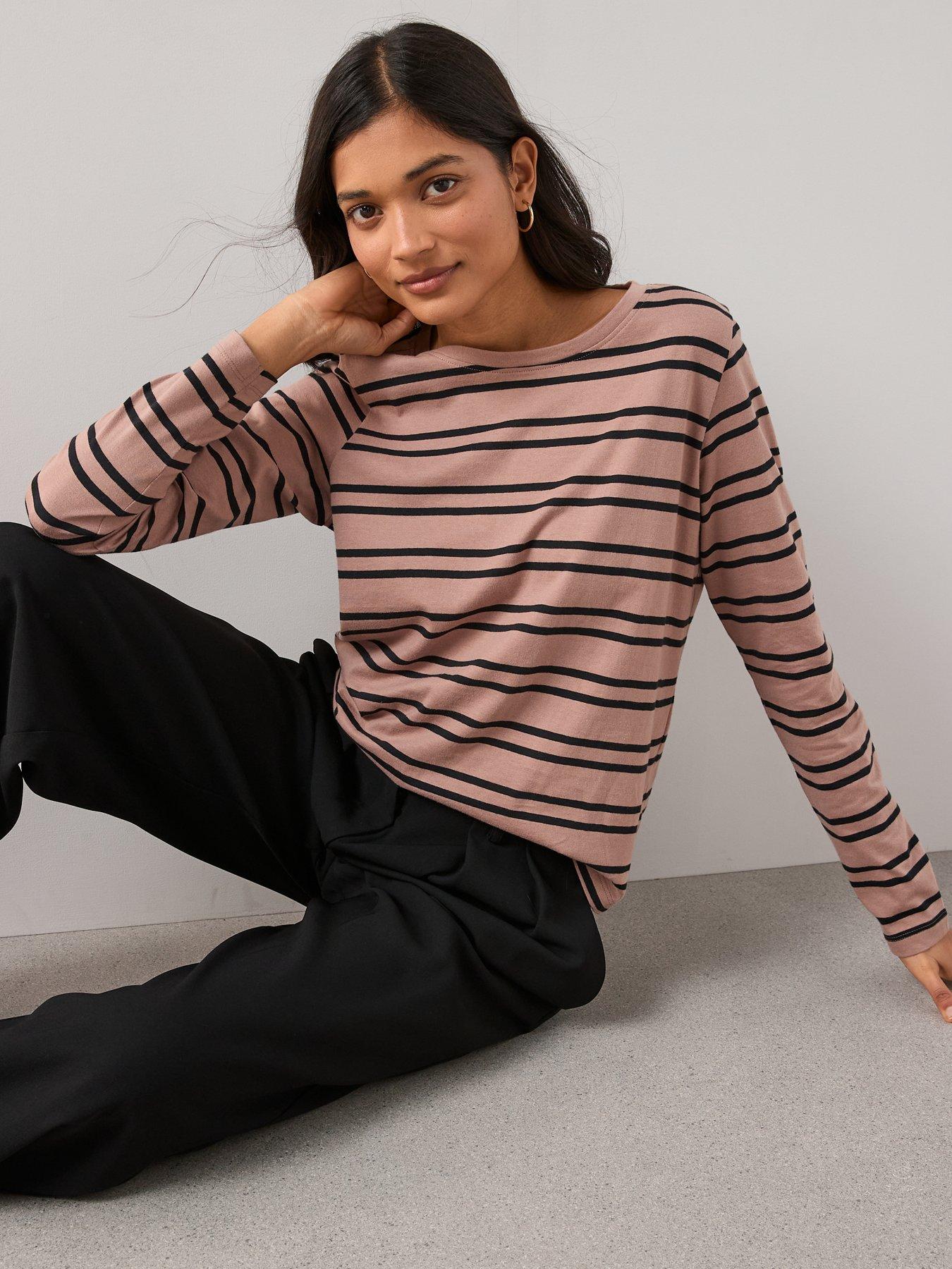 Image 6 of 6 of The Very Collection Stripe Long Sleeve Crew Neck T-shirt