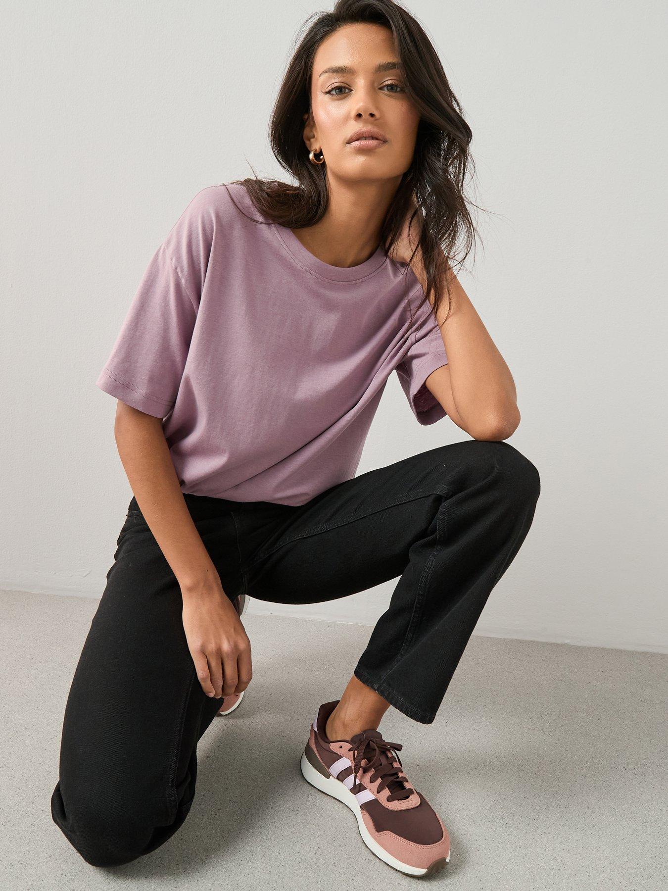 Image 1 of 7 of The Very Collection Crew Neck Oversized T-shirt - Purple