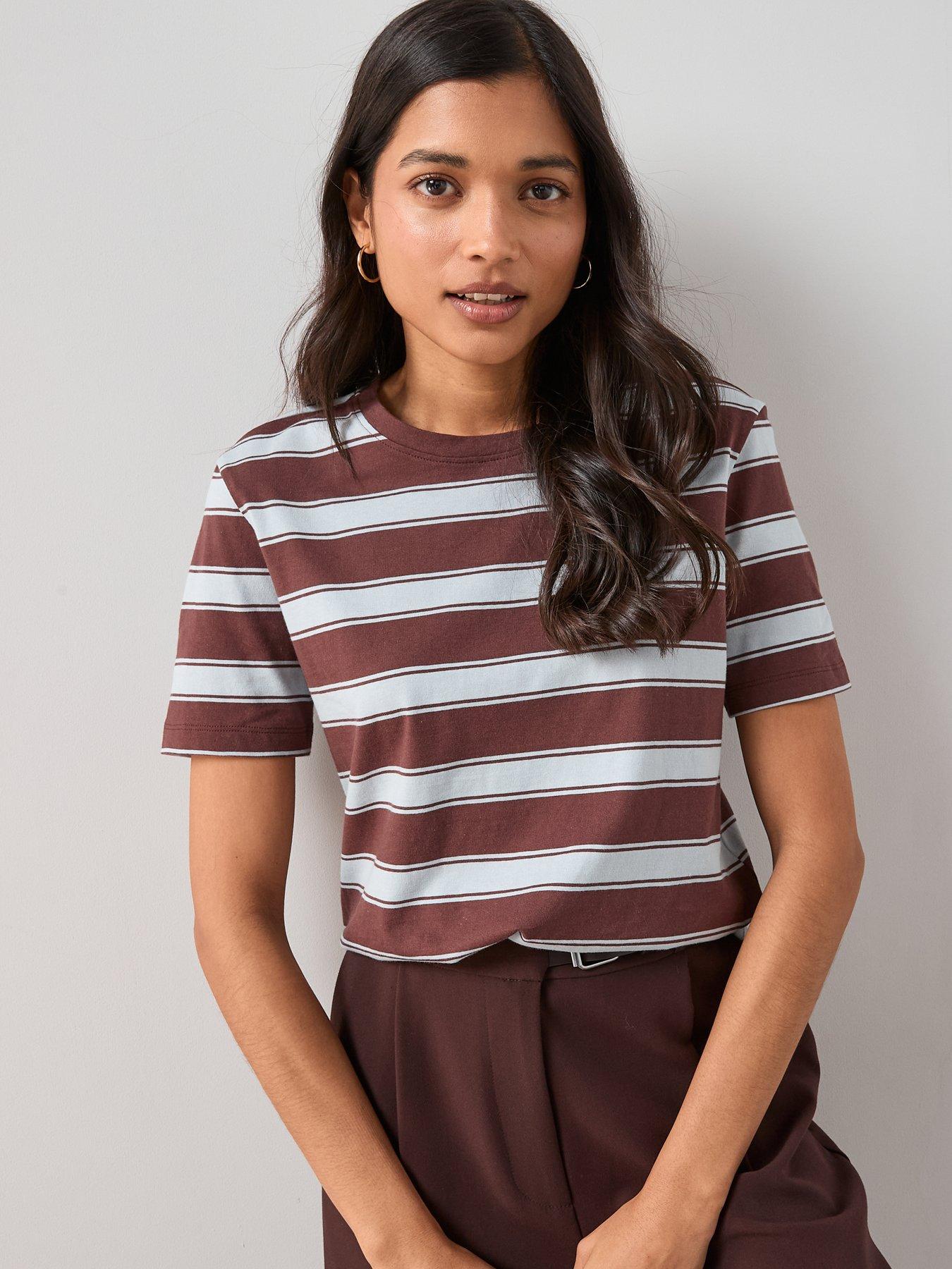 Image 4 of 6 of The Very Collection Stripe Crew Neck T-shirt