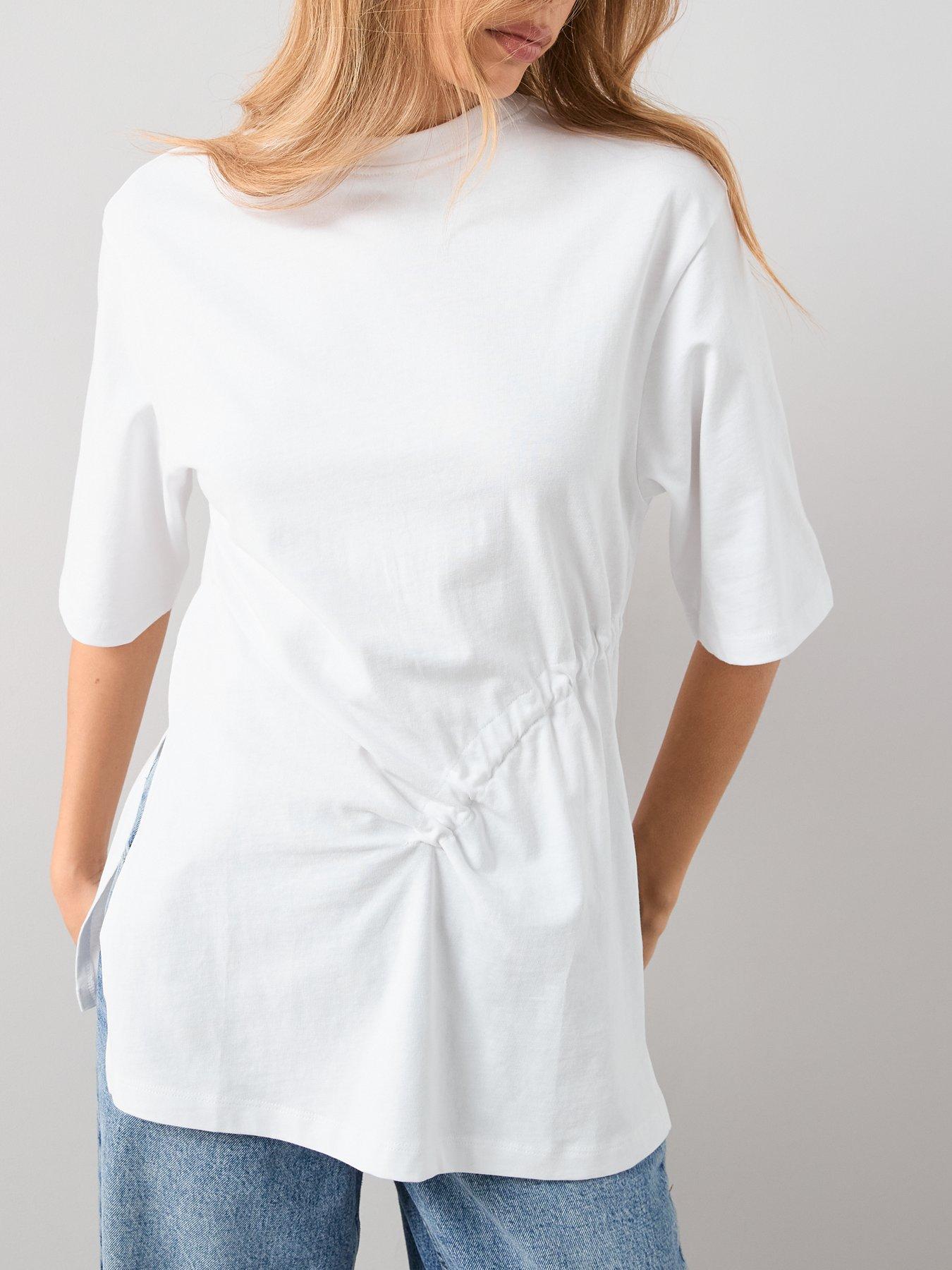 Image 4 of 7 of The Very Collection Ruched Side T-Shirt - White