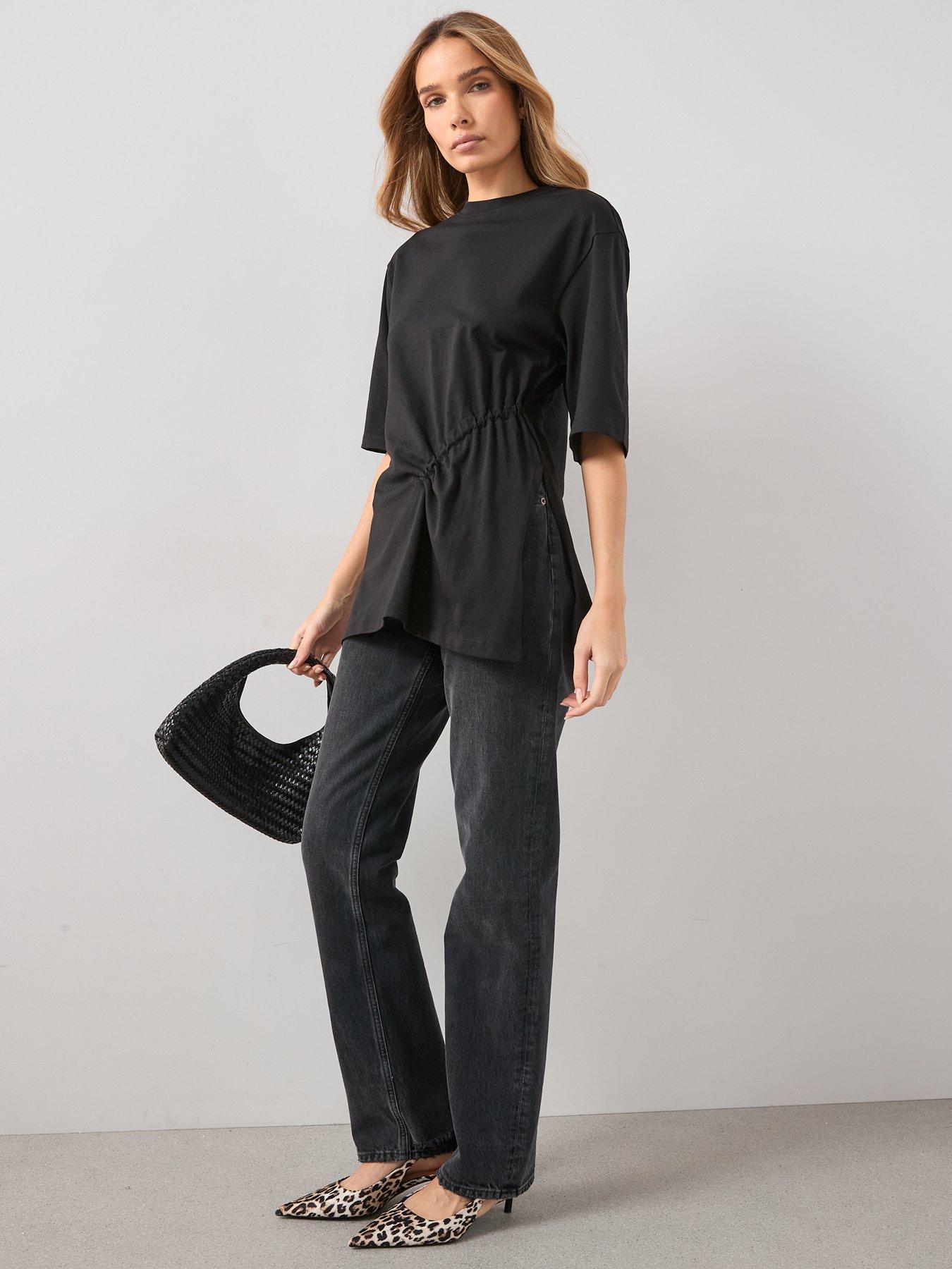 the-very-collection-ruched-side-t-shirt-blackback