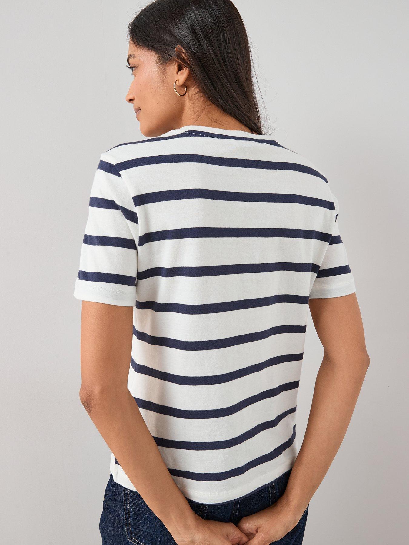 Image 2 of 6 of The Very Collection Fleurs Graphic Print Stripe T-Shirt - Multi