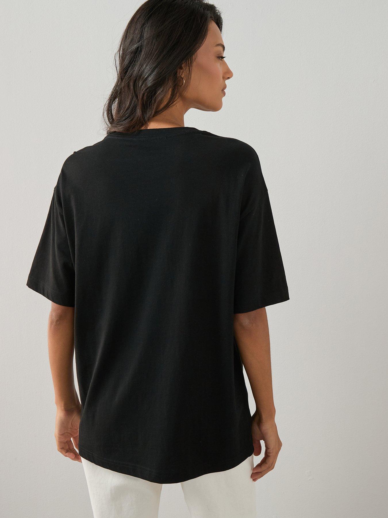 Image 2 of 7 of The Very Collection Floral Oversized Graphic T-shirt - Black