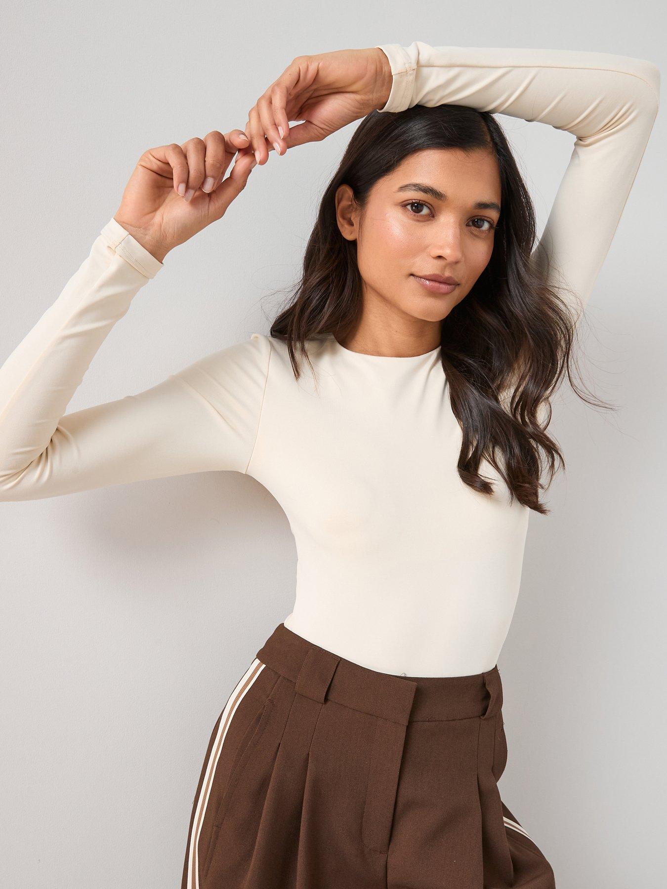 Image 4 of 7 of The Very Collection Soft Touch Long Sleeve Body Suit - Cream