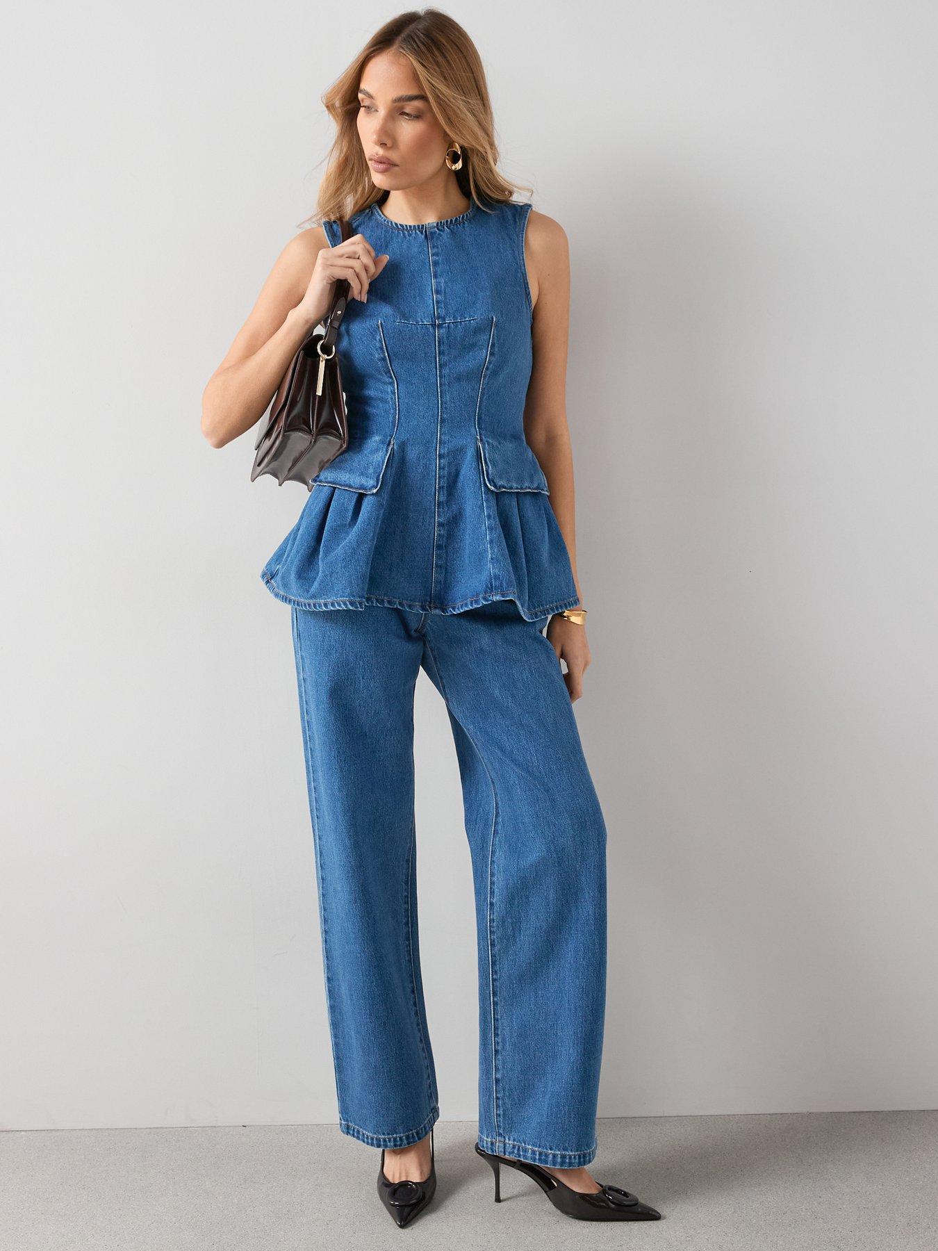 the-very-collection-denim-peplum-co-ord-top-mid-washdetail