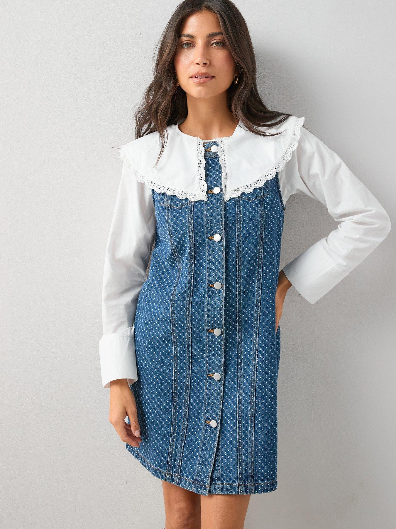 the-very-collection-denim-boucle-shift-dressfront