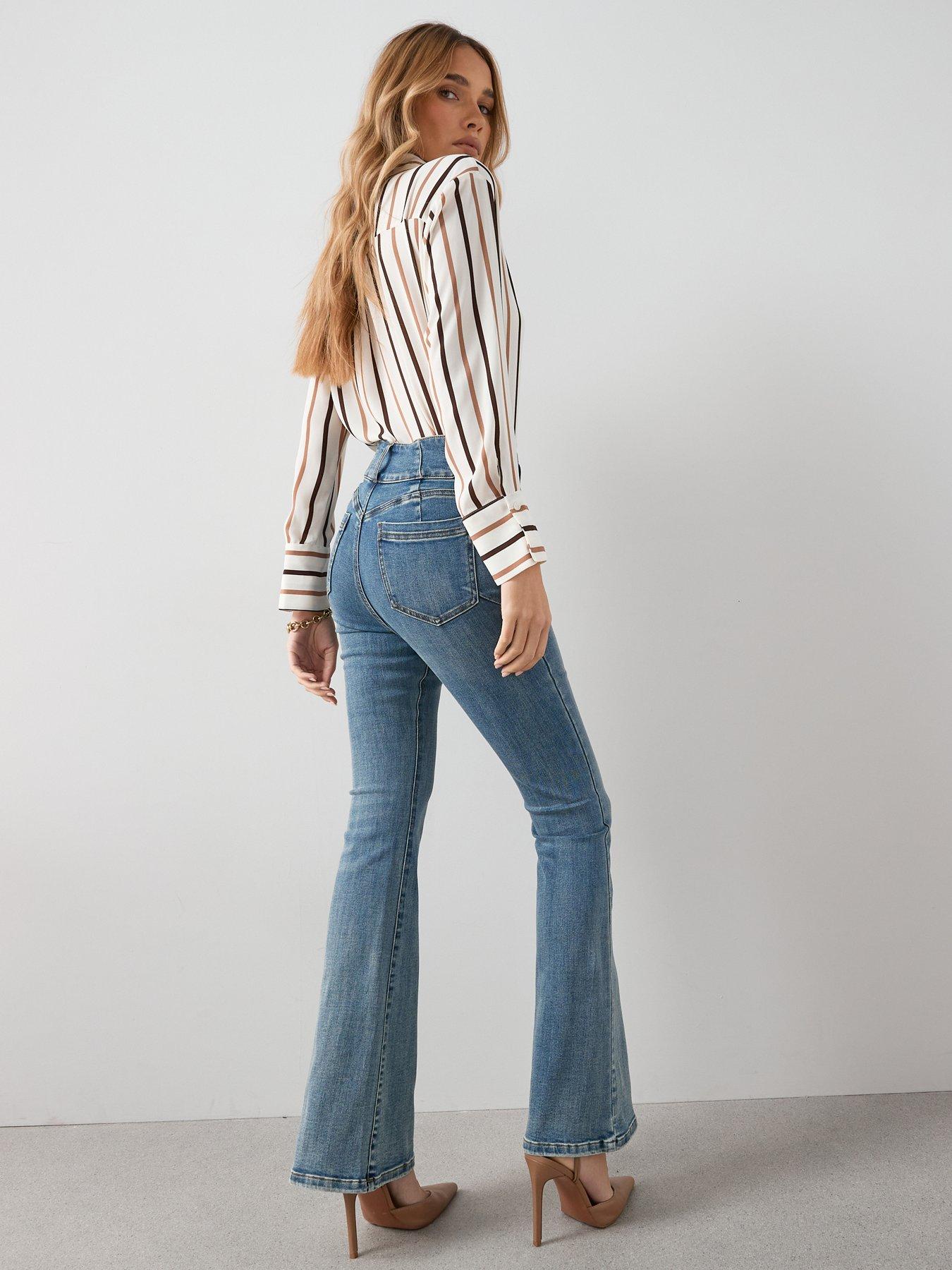 Image 6 of 6 of The Very Collection Triple Button Flare Shaping Jeans
