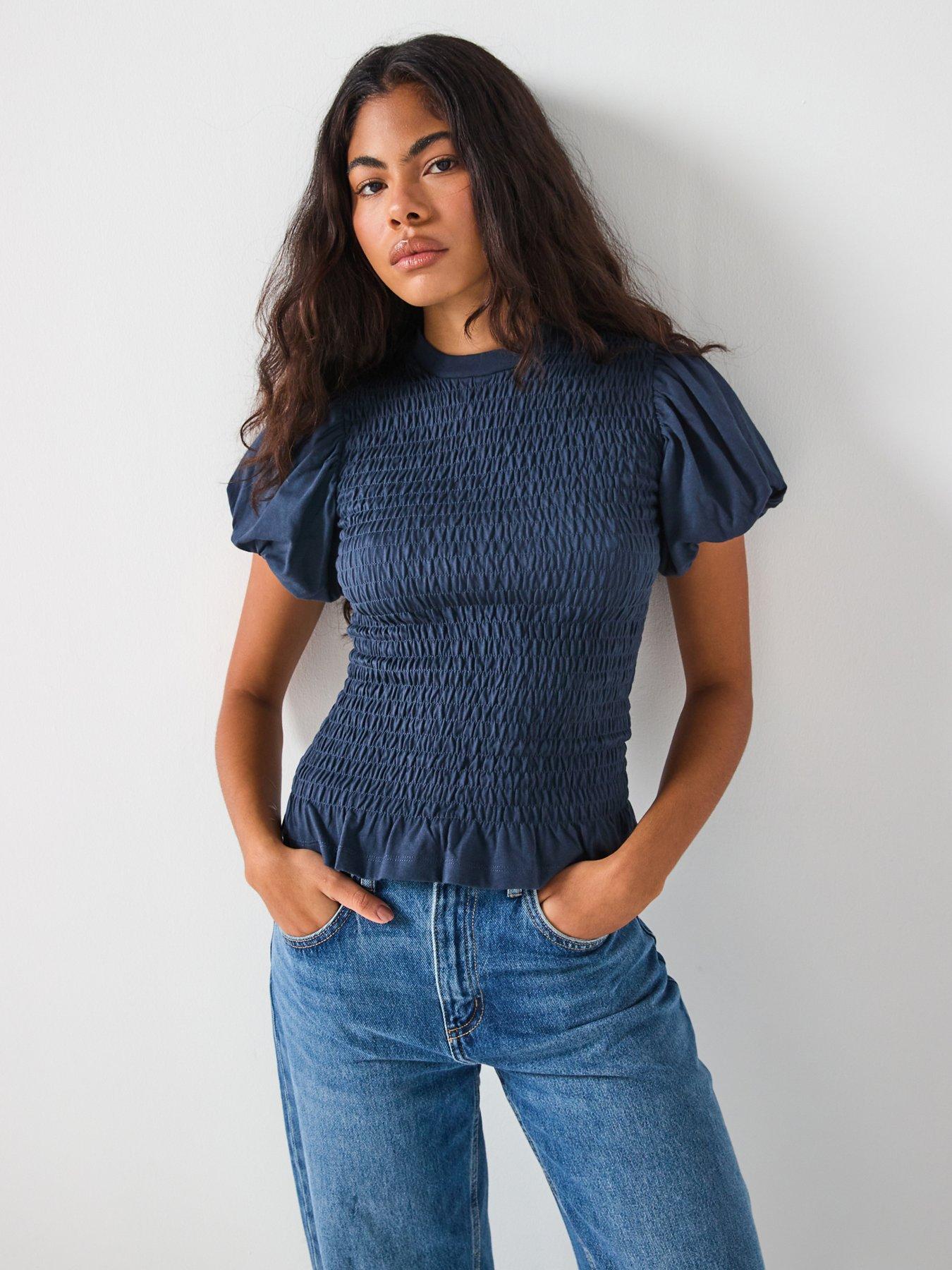Image 1 of 6 of AllSaints Dael Top - Blue