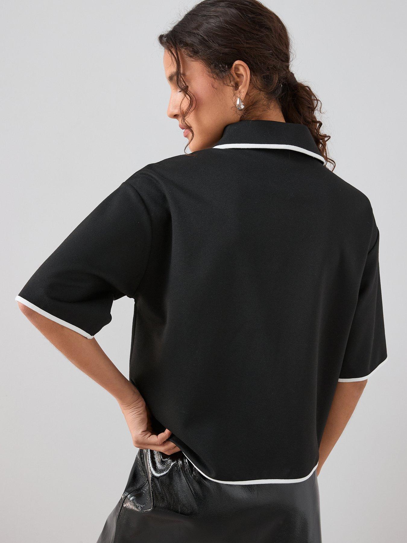 Image 2 of 7 of The Very Collection Relaxed Fit Button Up Polo Shirt - Black