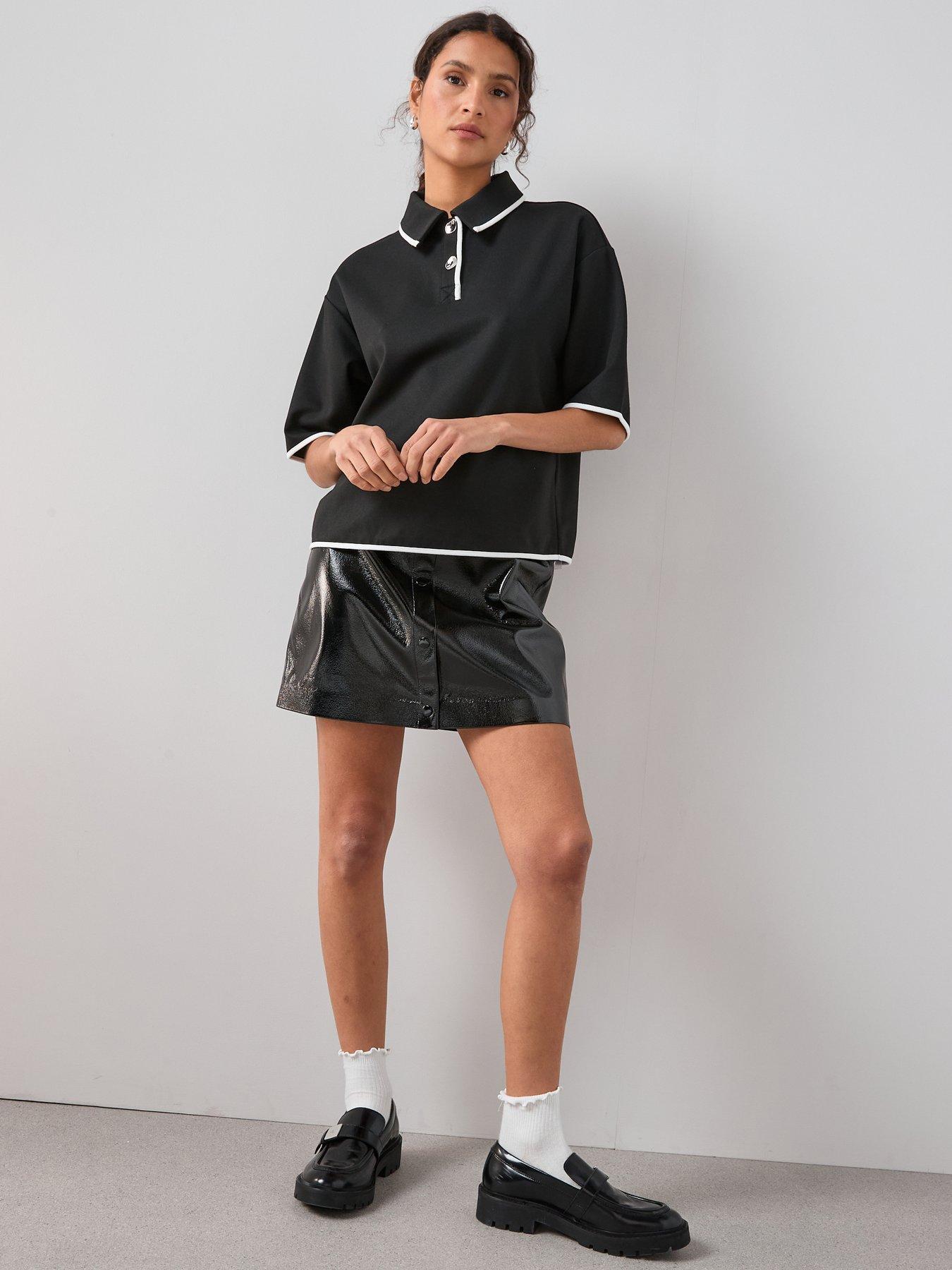 Image 3 of 7 of The Very Collection Relaxed Fit Button Up Polo Shirt - Black