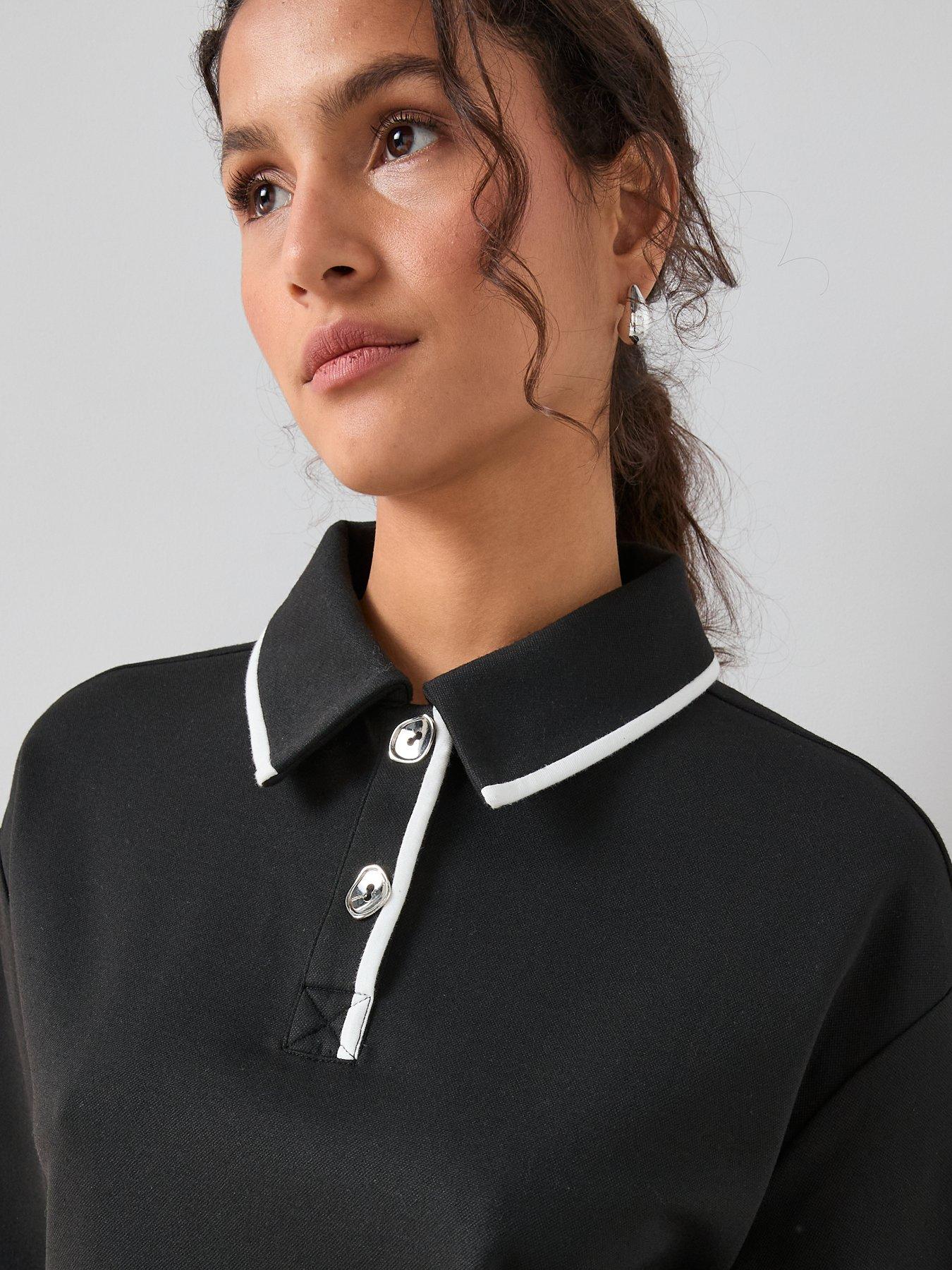 Image 4 of 7 of The Very Collection Relaxed Fit Button Up Polo Shirt - Black