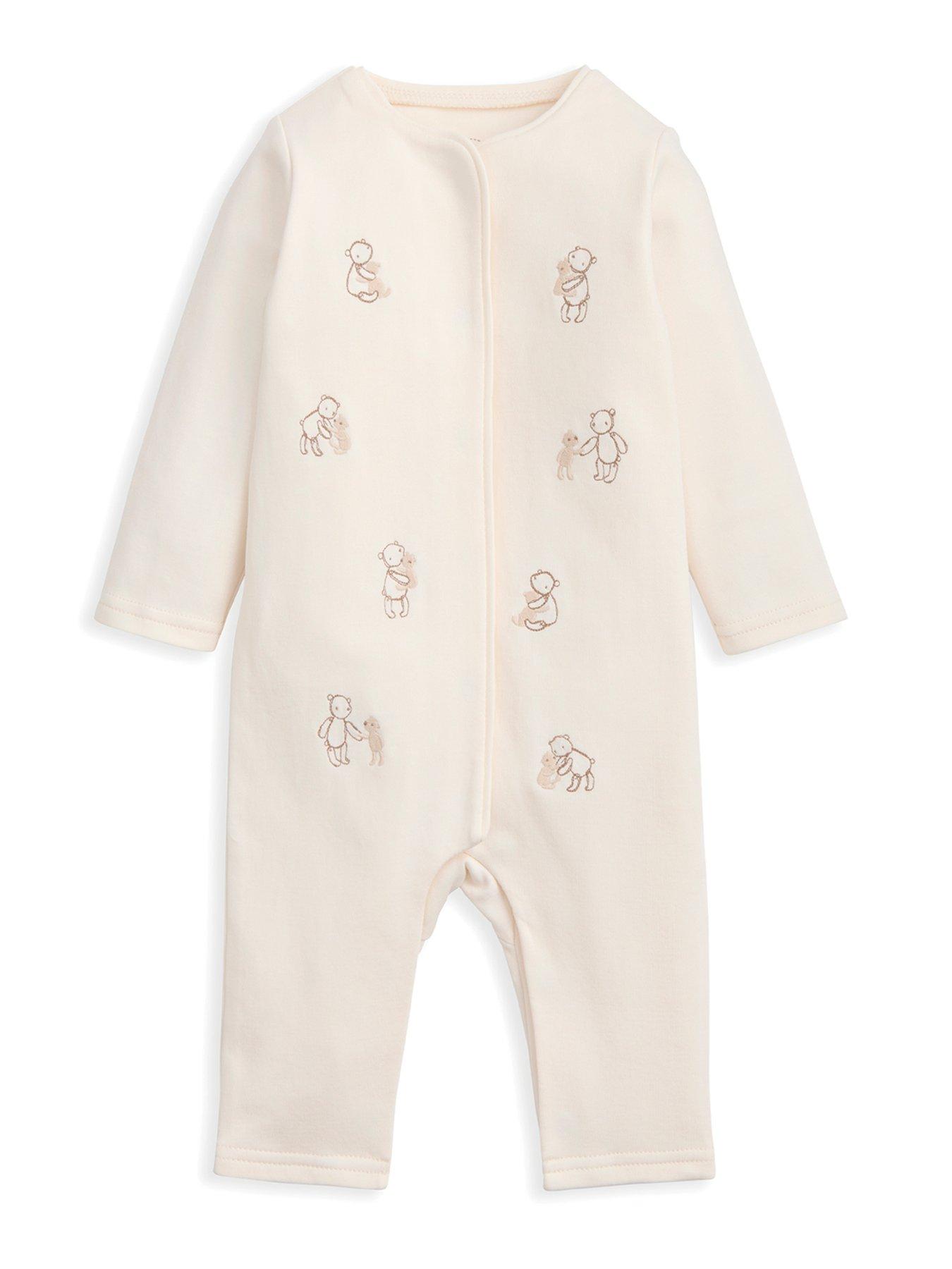 Mamas & Papas Baby Unisex Embroidered Teddy Bear Romper - Cream
