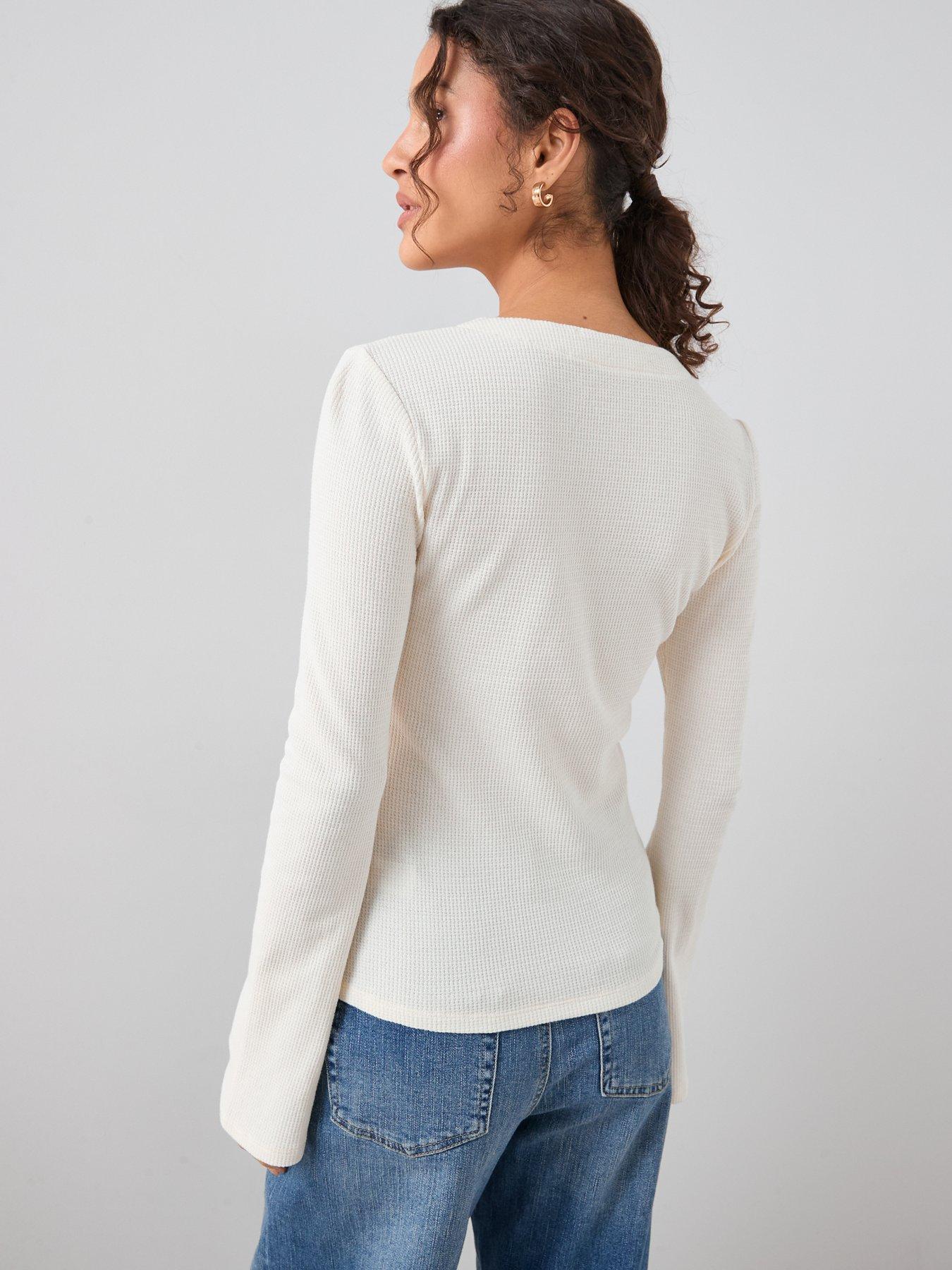 the-very-collection-tie-front-long-sleeve-top-whitestillFront