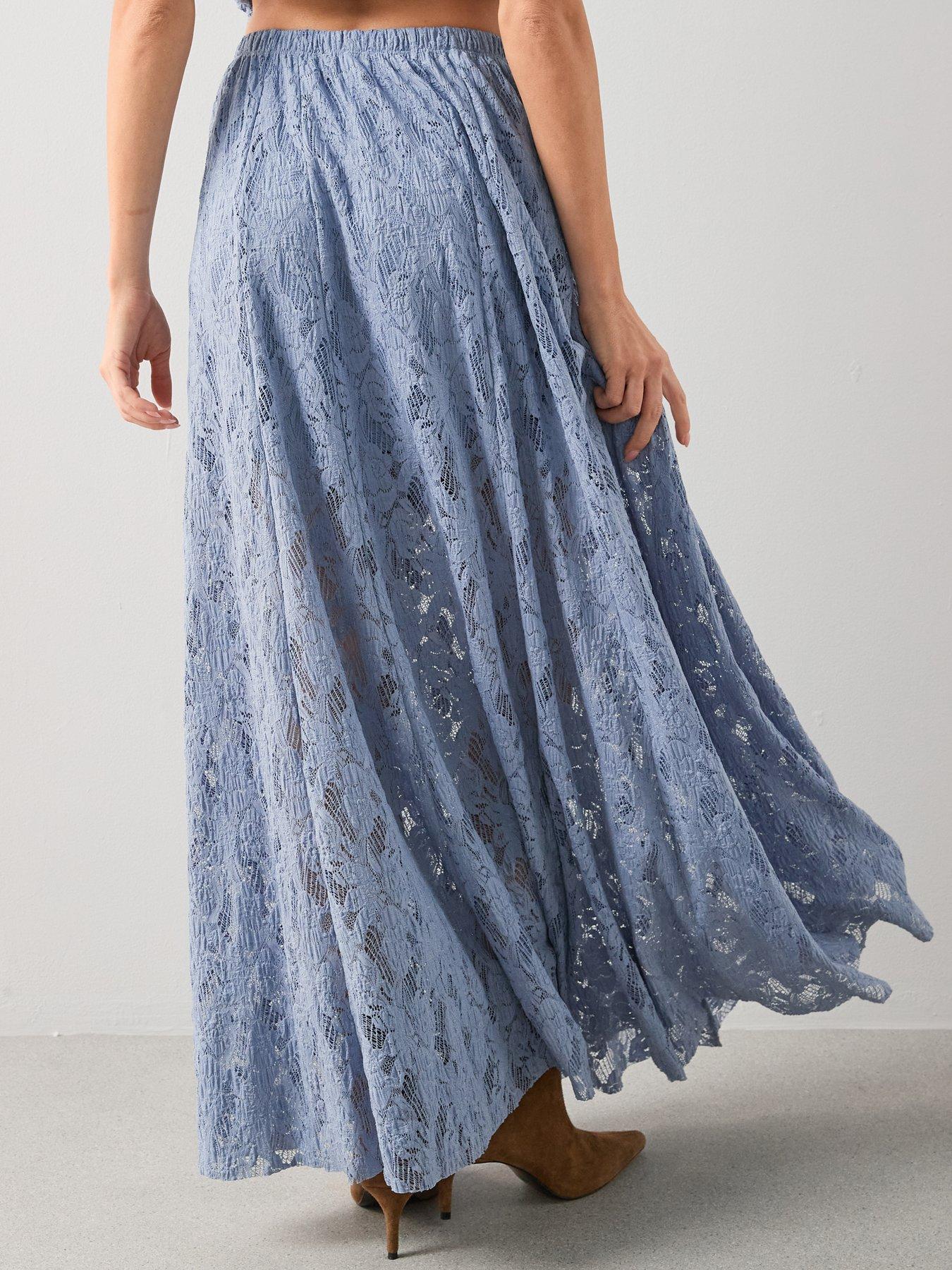 Image 2 of 6 of The Very Collection Lace Maxi Skirt Co-Ord - Blue