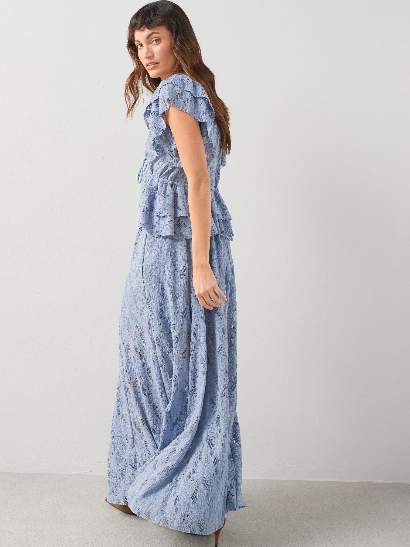 Image 5 of 6 of The Very Collection Lace Maxi Skirt Co-Ord - Blue