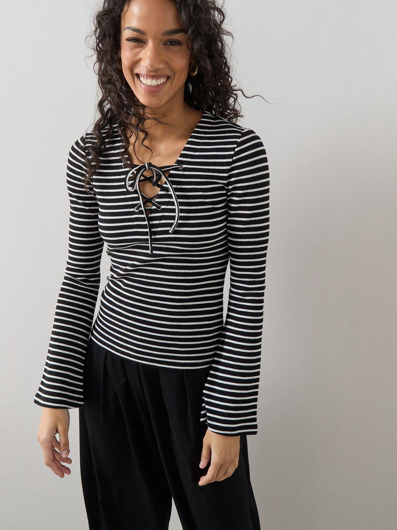 the-very-collection-tie-up-stripe-long-sleeve-top-multifront