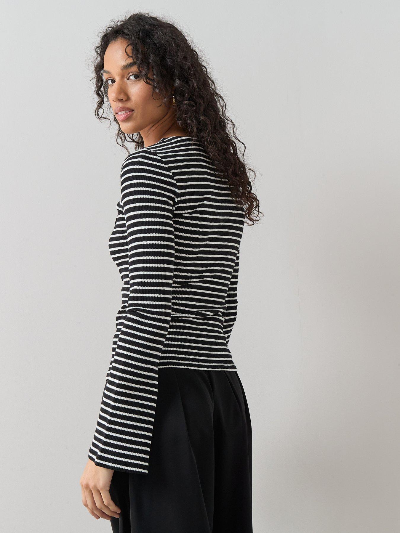 the-very-collection-tie-up-stripe-long-sleeve-top-multistillFront
