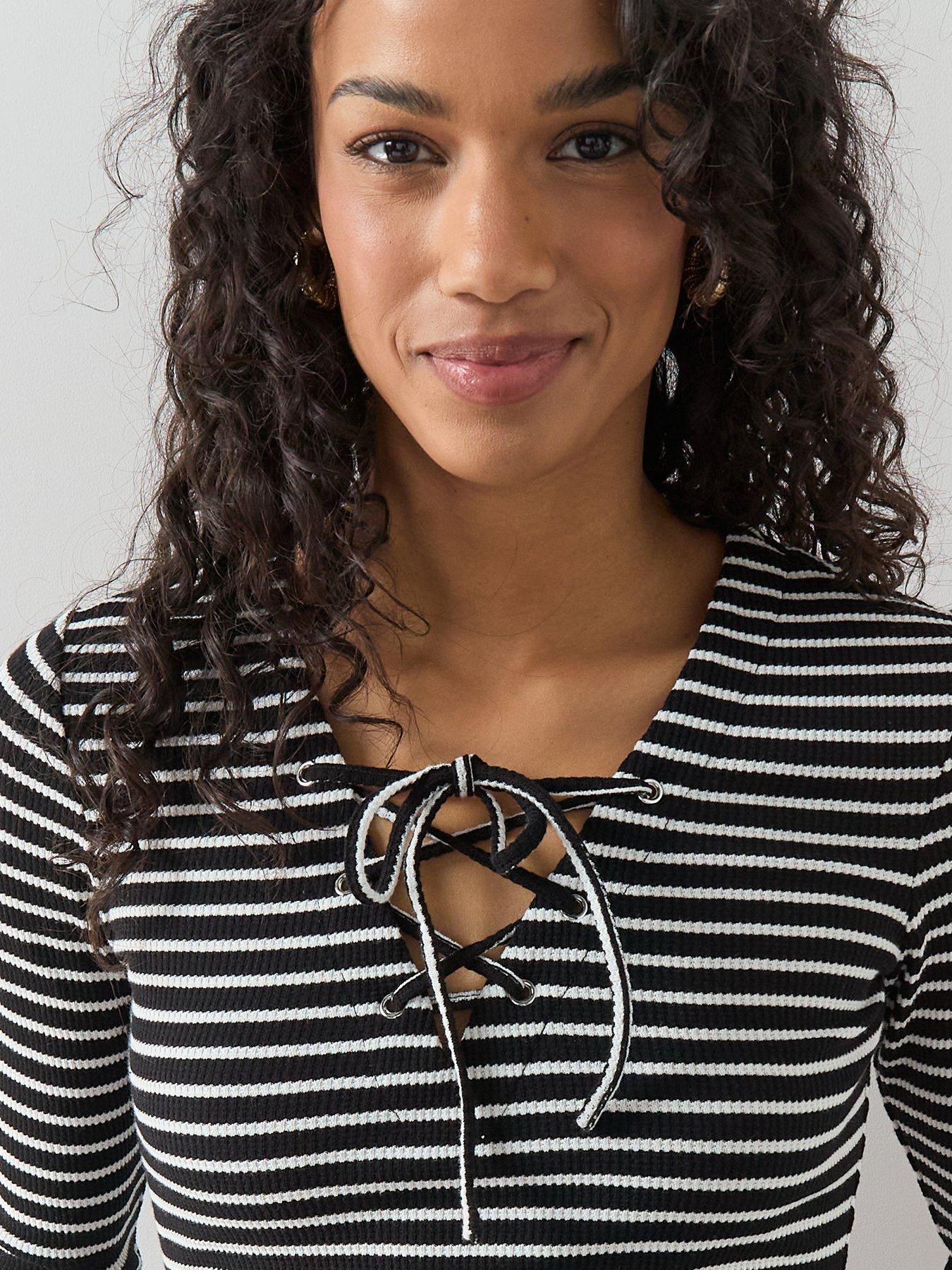 the-very-collection-tie-up-stripe-long-sleeve-top-multioutfit