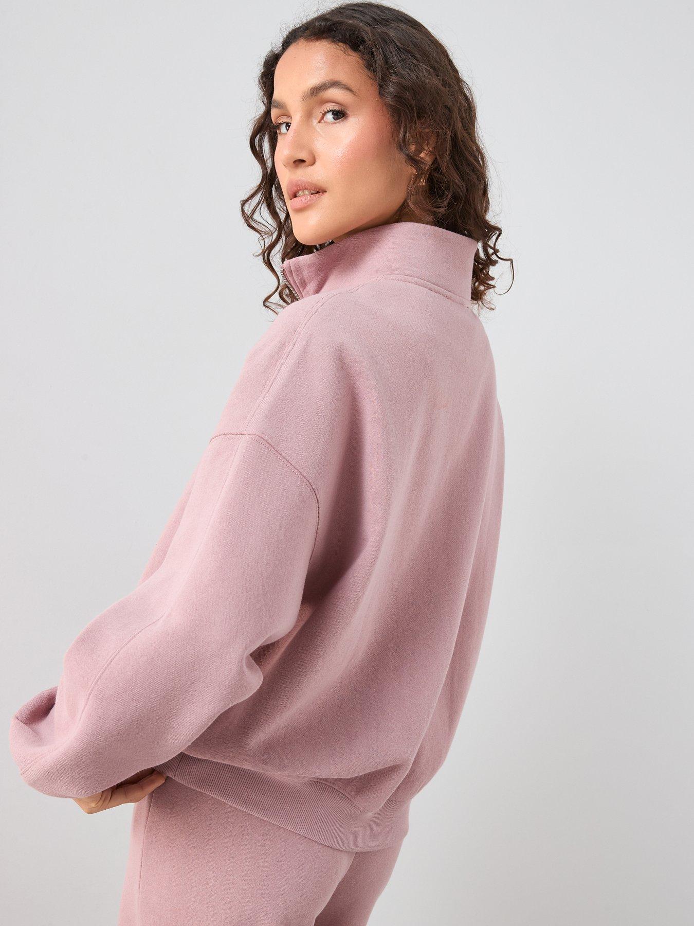 Image 2 of 6 of The Very Collection High Neck Zip Sweatshirt Co-Ord - Pink