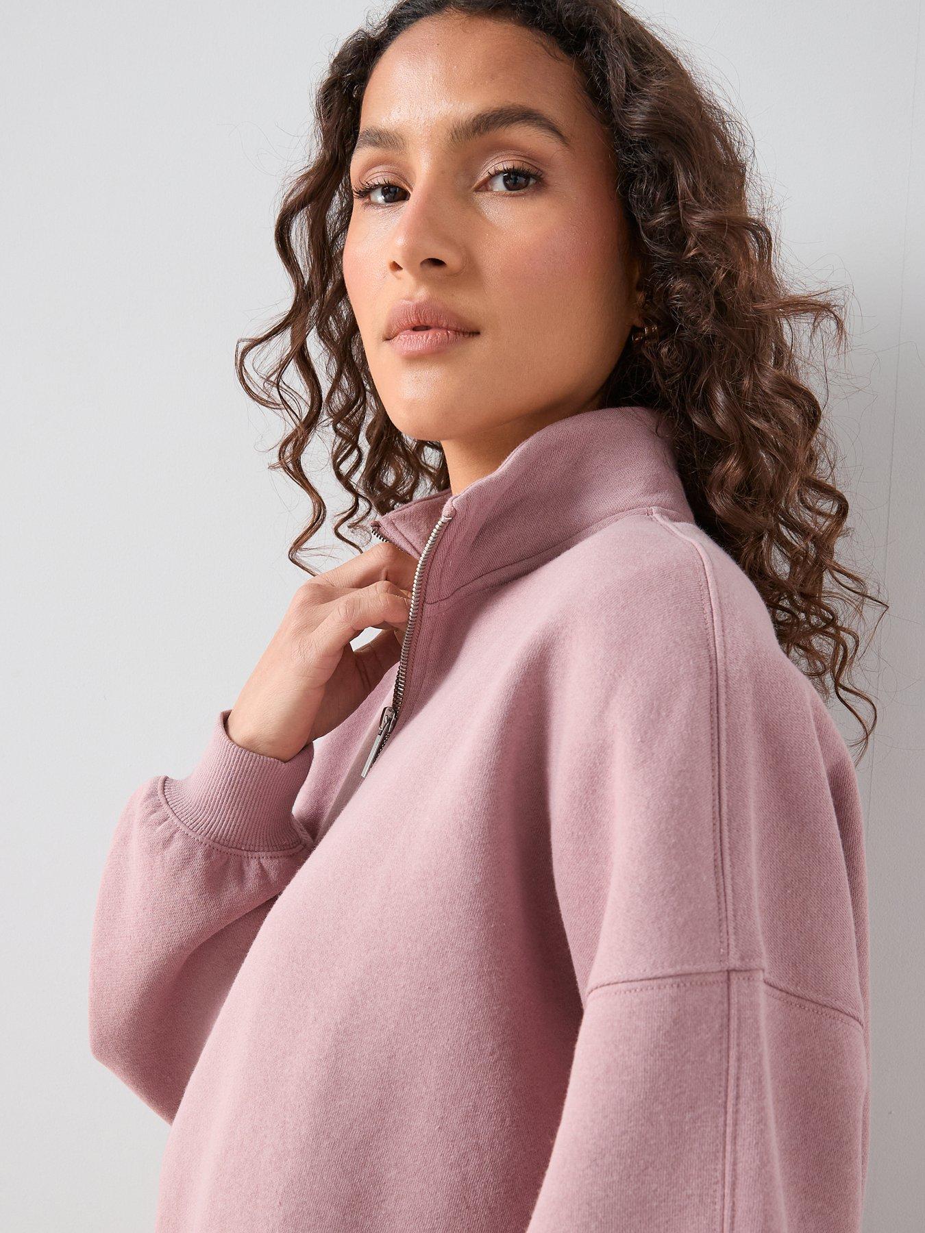 Image 4 of 6 of The Very Collection High Neck Zip Sweatshirt Co-Ord - Pink