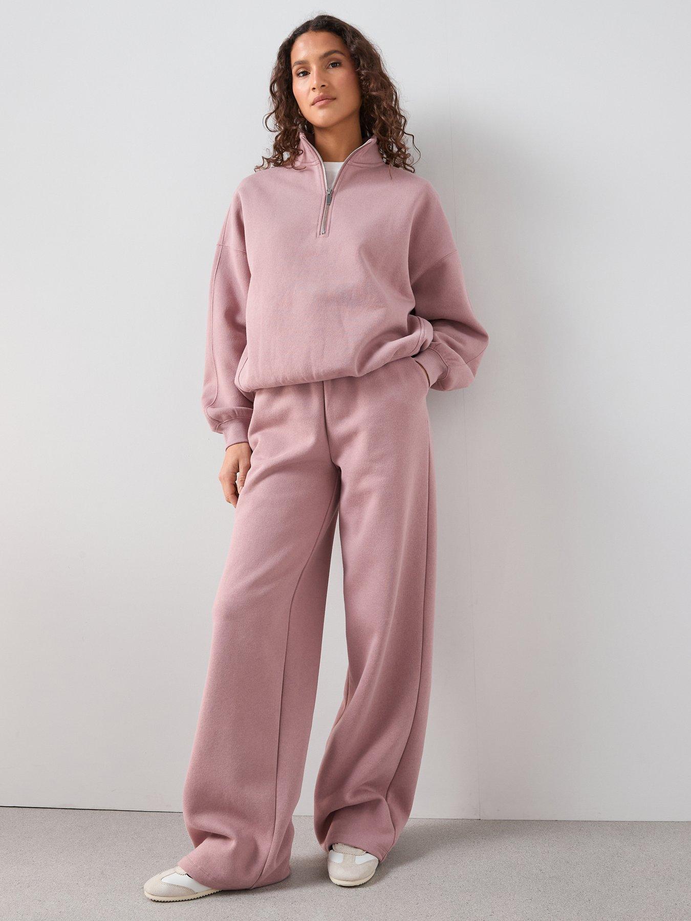 Image 1 of 7 of The Very Collection Wide Leg Joggers Co-Ord - Pink