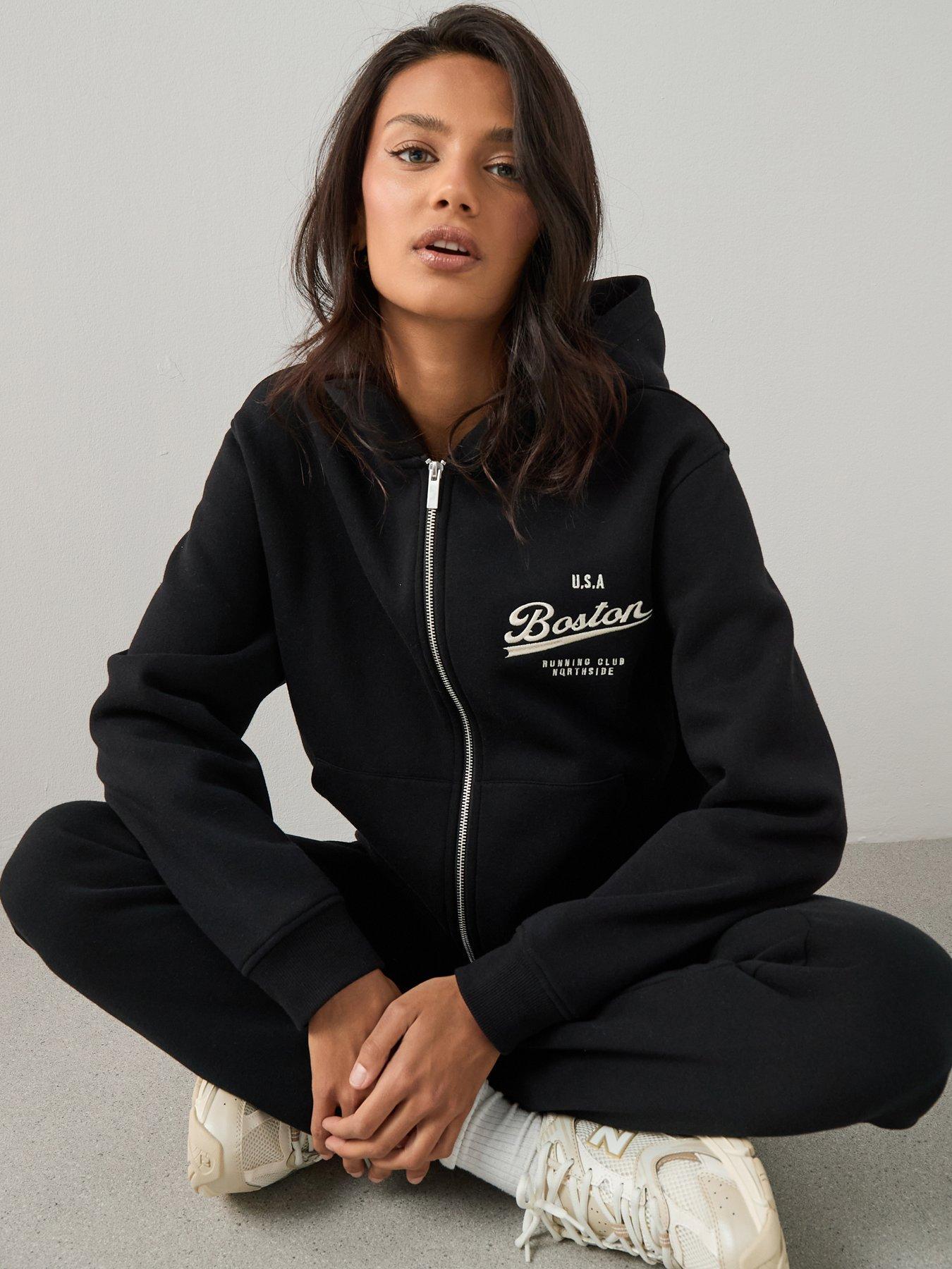 Image 5 of 7 of The Very Collection Zip Up Graphic Hoodie - Black