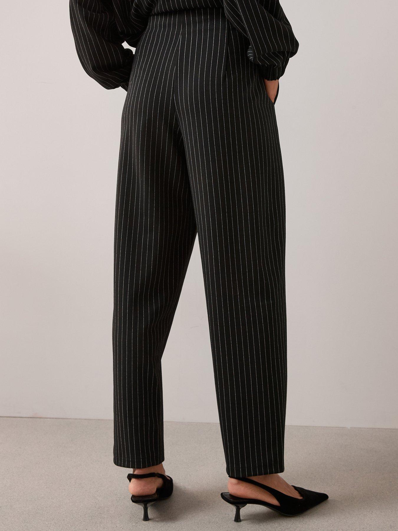 Image 2 of 6 of The Very Collection Pinstripe Wide Leg Co-Ord - Black